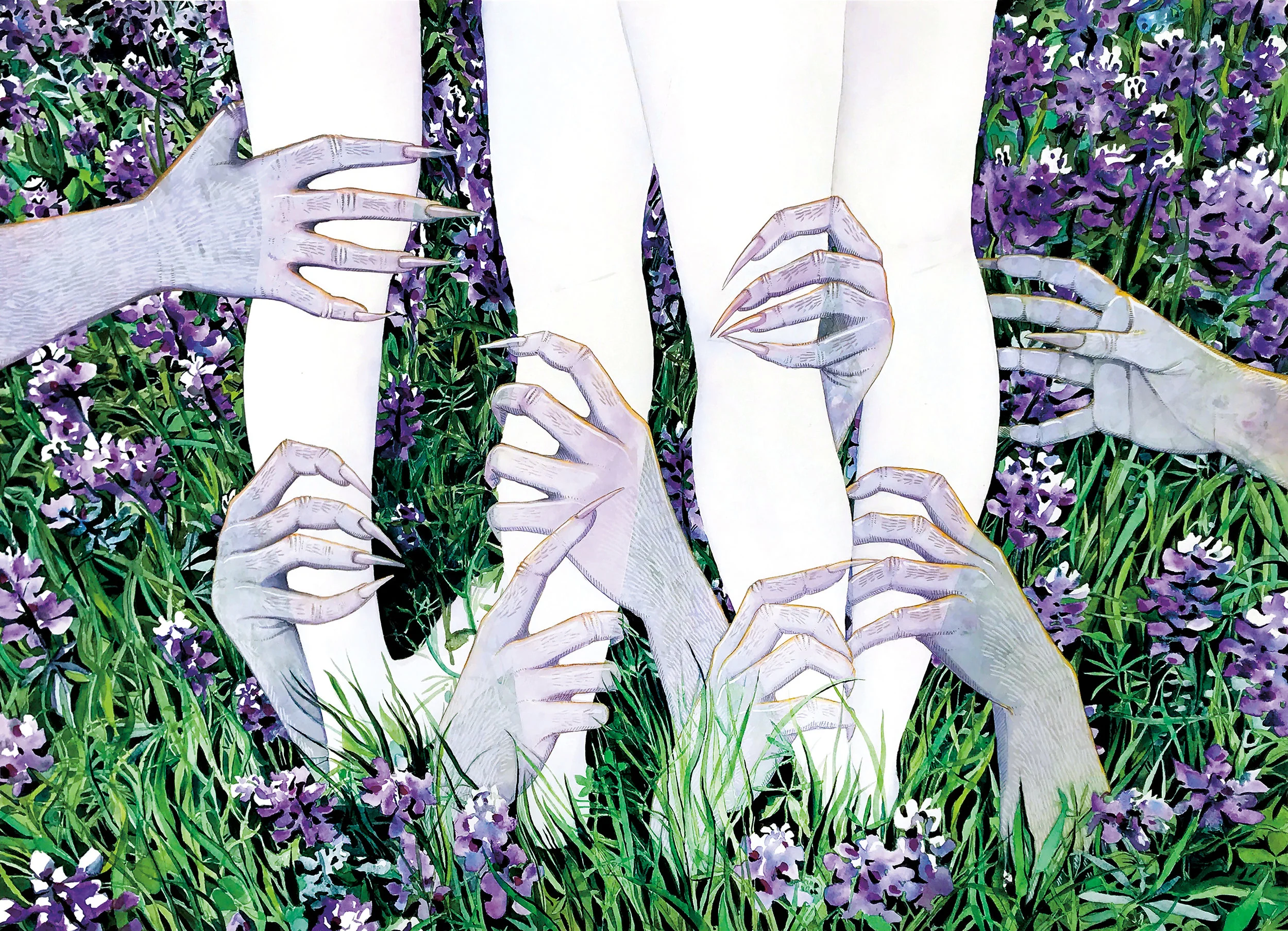 MONSTER HANDS, 2018 Watercolor, gouache, and graphite on paper 26 x 36 inches inquire about purchase