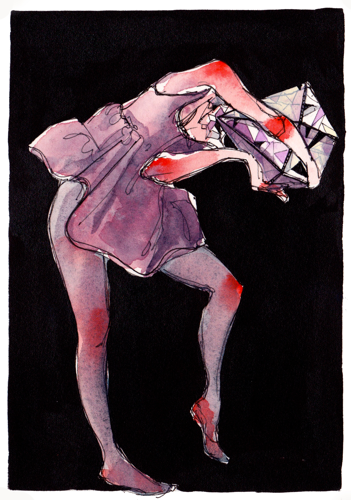 DIAMONDINE, 2019 Watercolor, gouache, and ink on paper 7 x 5 inches inquire about purchase