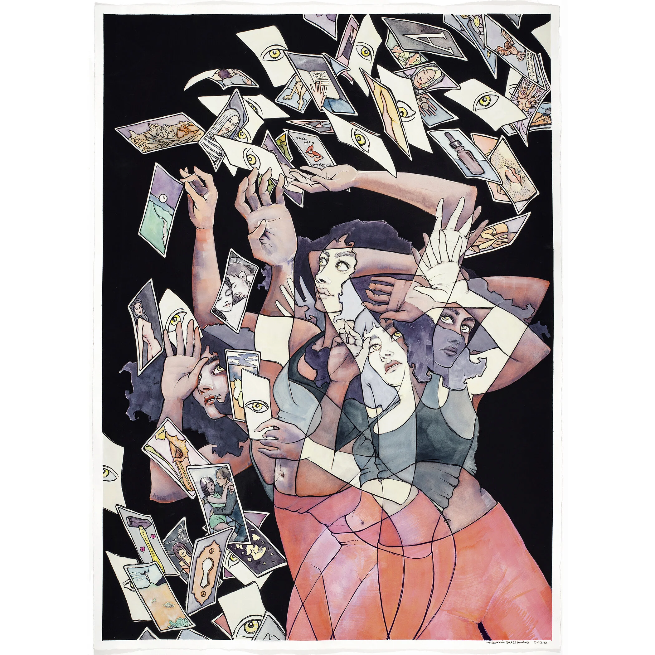 SIMULACRA (IMAGES), 2020 Watercolor and gouache on paper 37.5 x 27.5 inches Original in private collection.