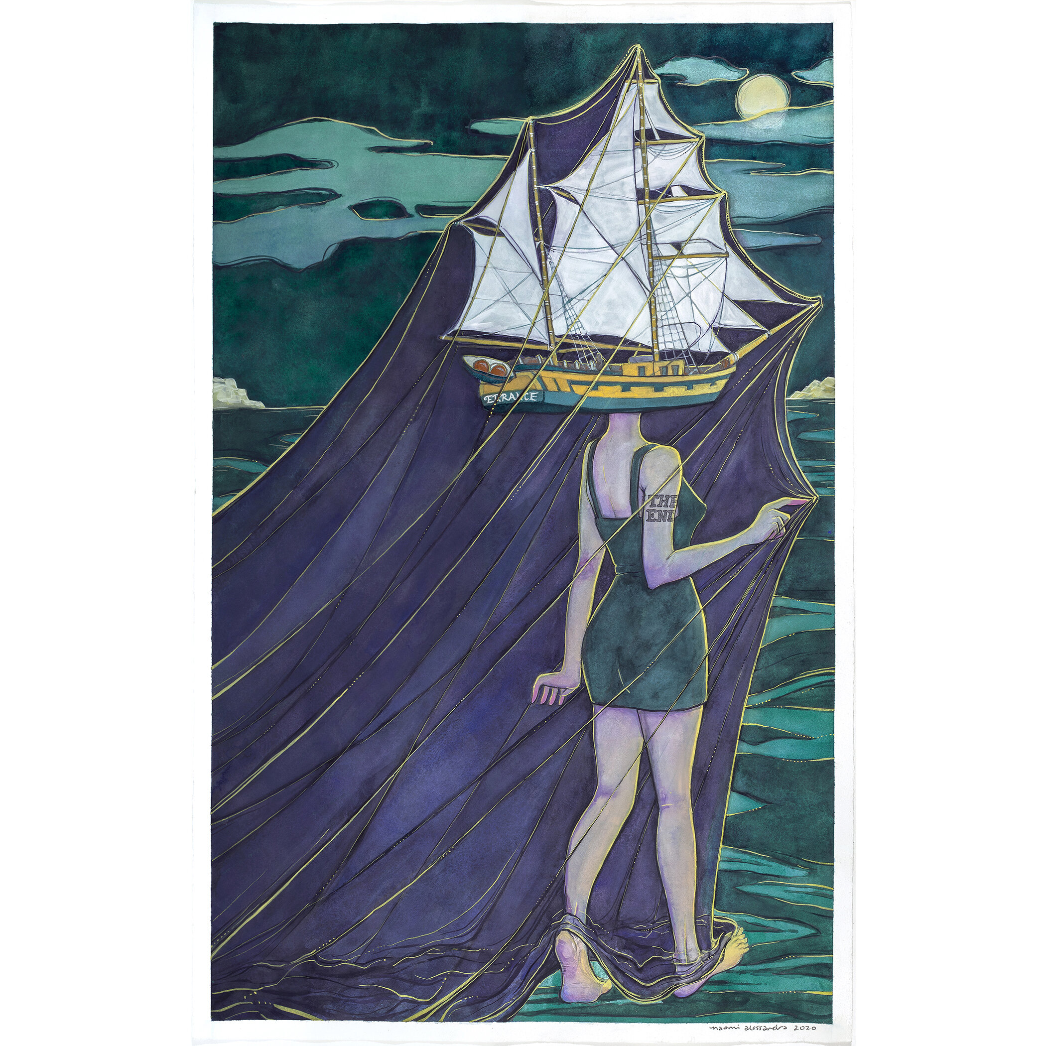 THE END (ERRANCE), 2020 Watercolor, gouache, and graphite on paper 17.5 x 27.5 inches Original in private collection.