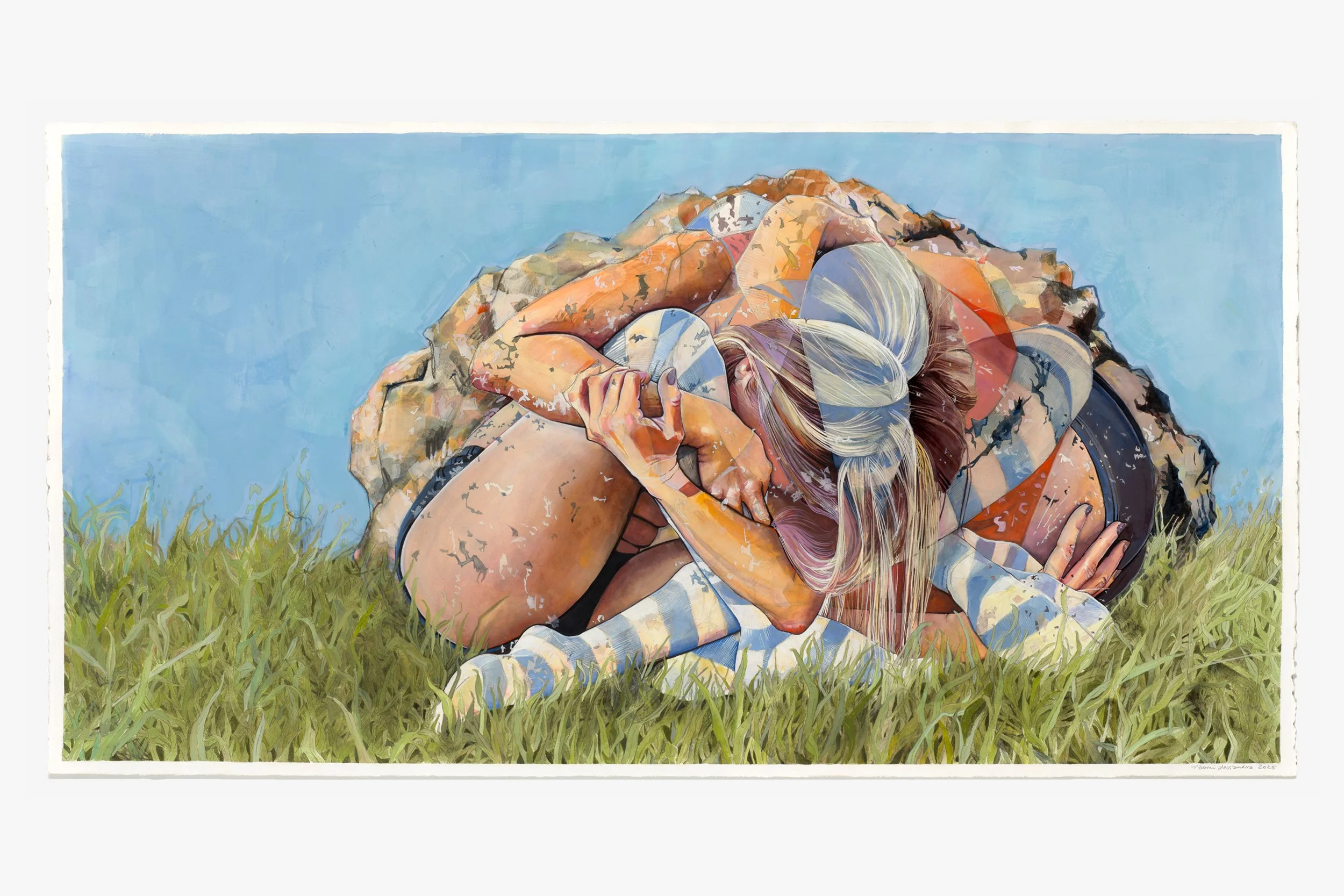    becoming-rock,   2025 Watercolor and gouache on paper 26 × 52 inches 