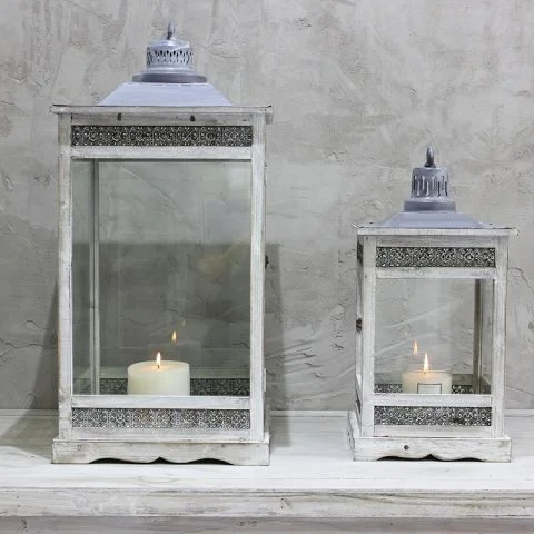 White and metal detailed lantern