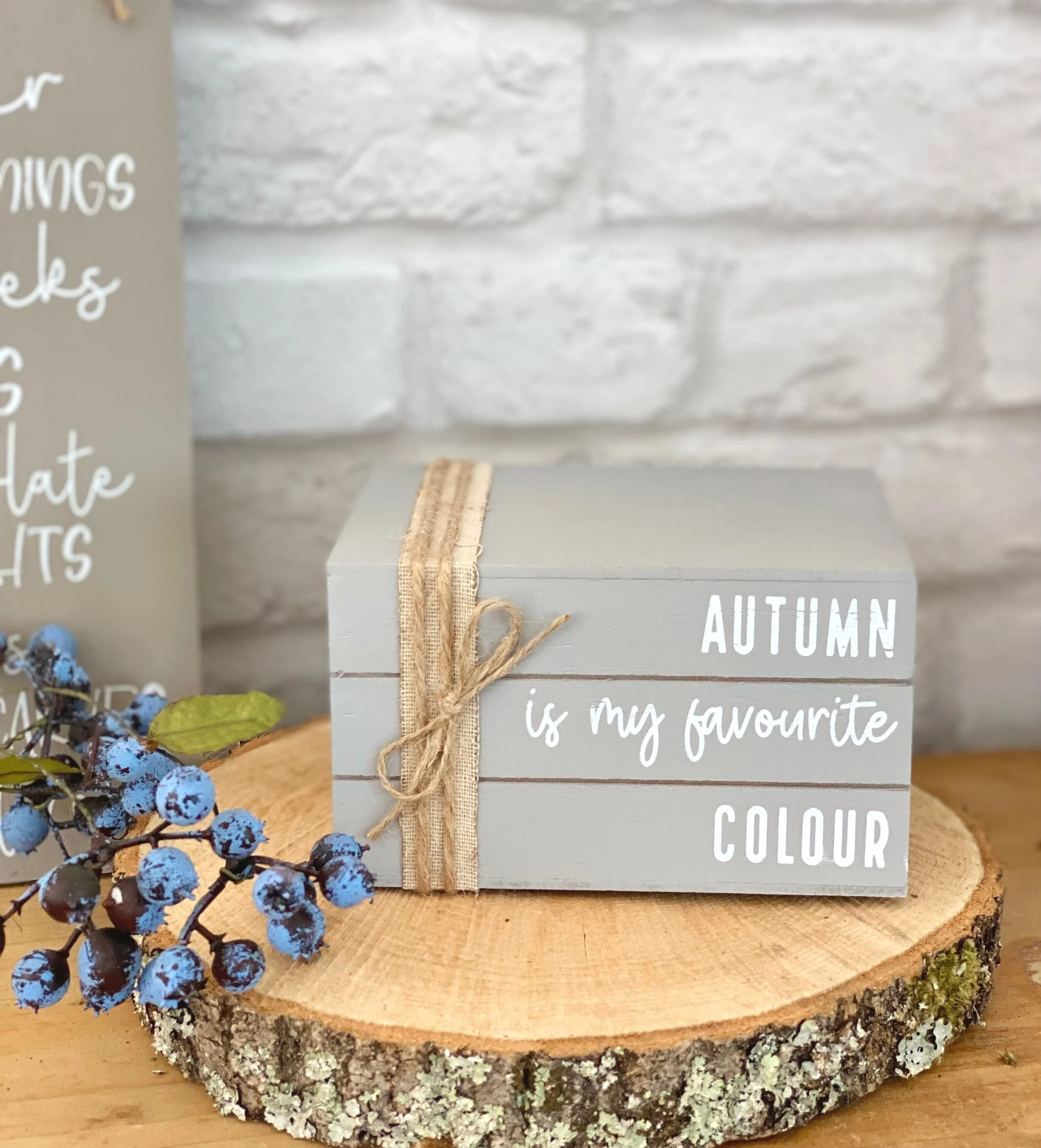 Grey autumn book stack