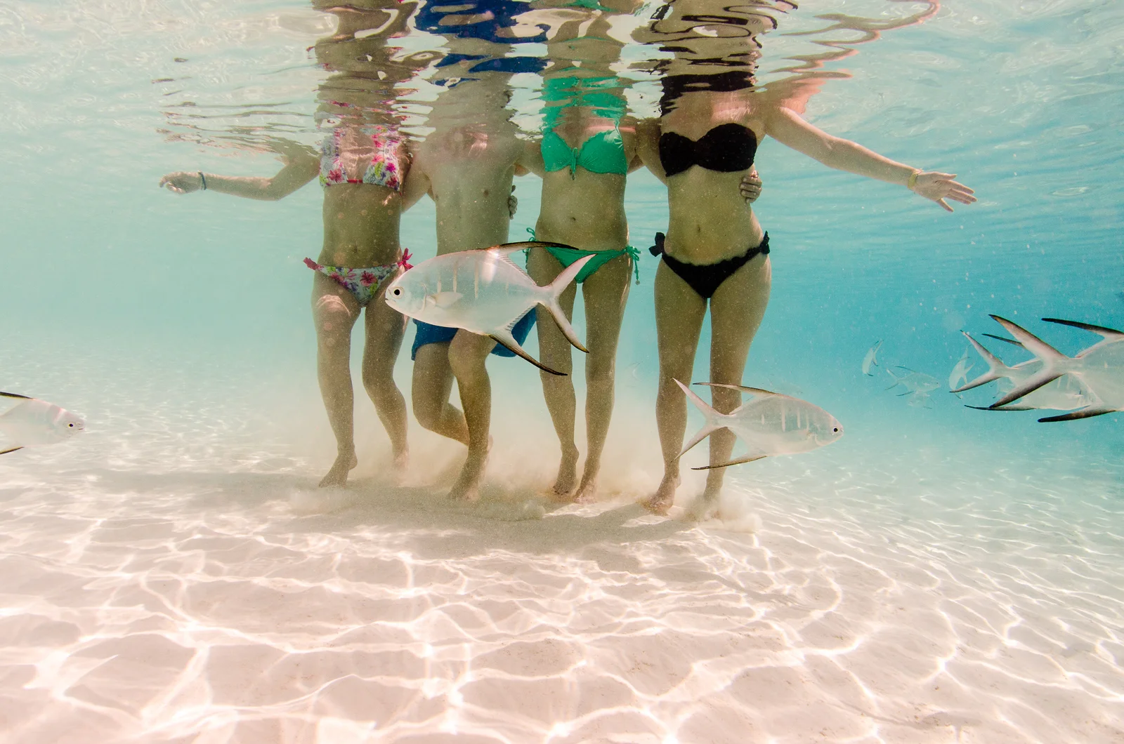 Bahamian beach goers