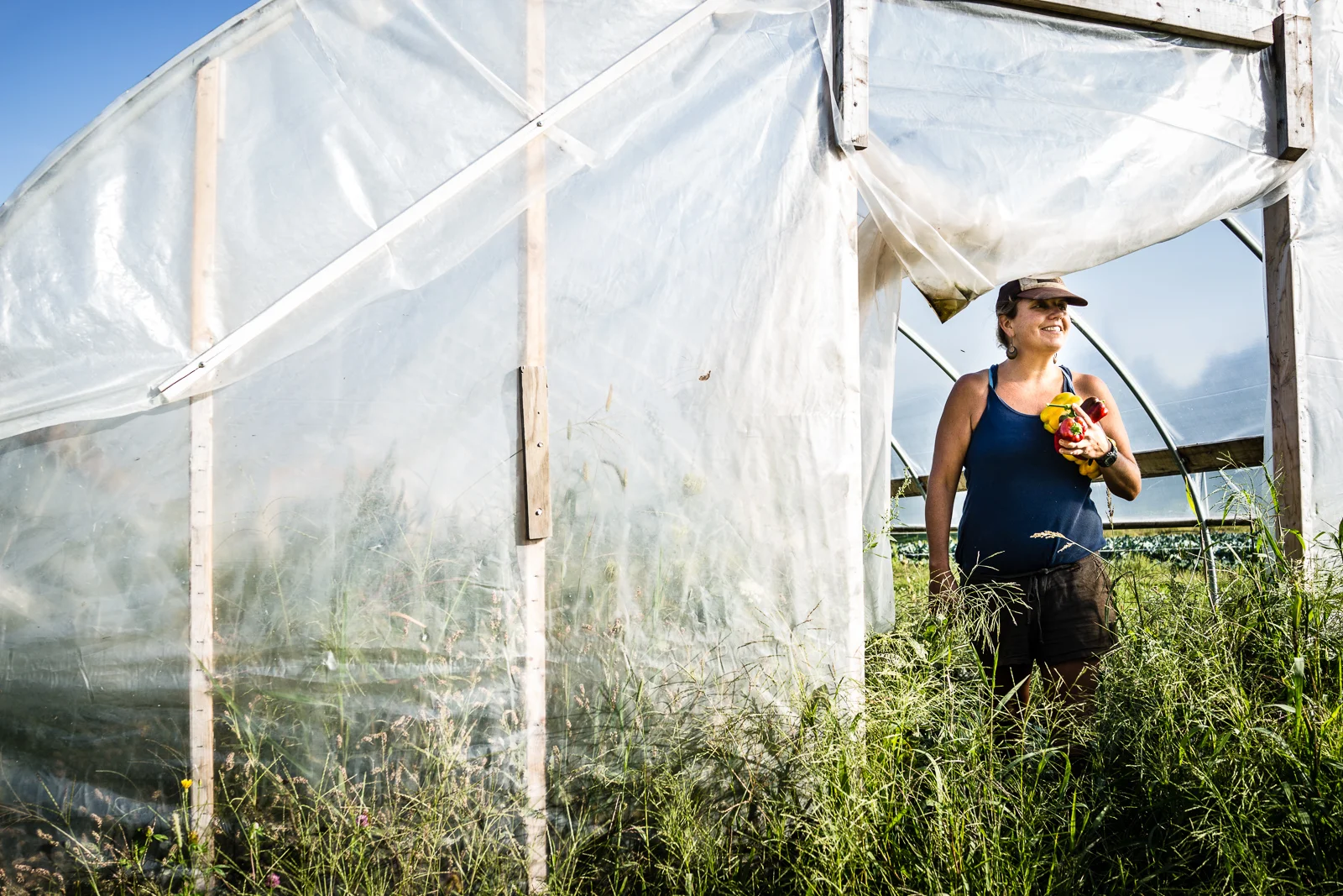 Laura in the greenhouse.