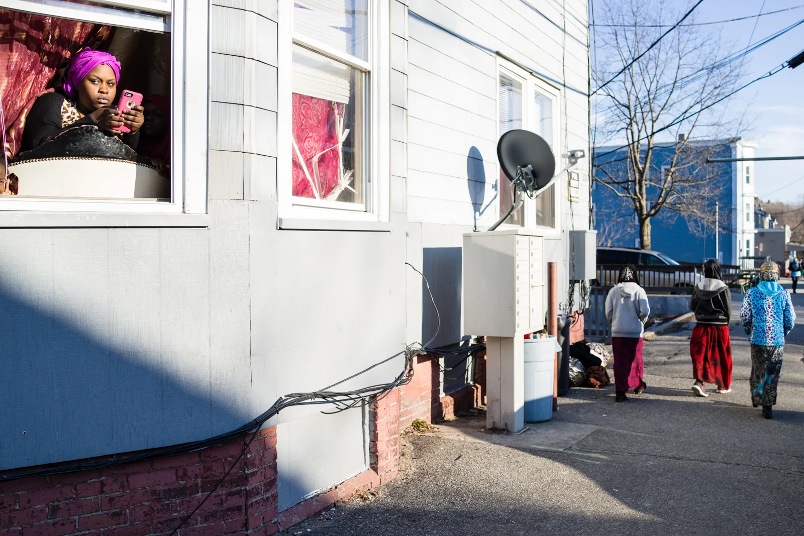 Somali Bantu refugees inhabit old tenements in Lewiston, Maine.