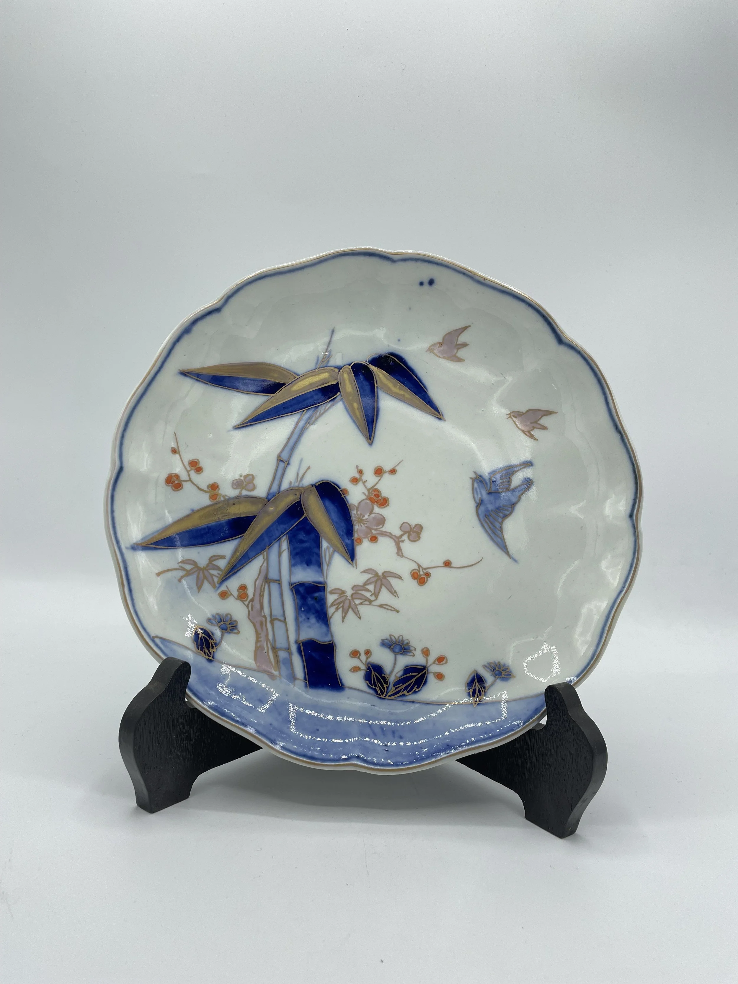 Assiette bambou et oiseau