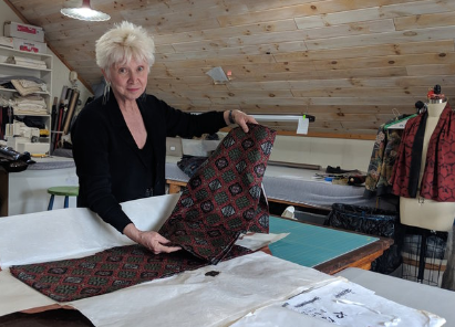 Susan in the SuMoNo Designs textile studio.
