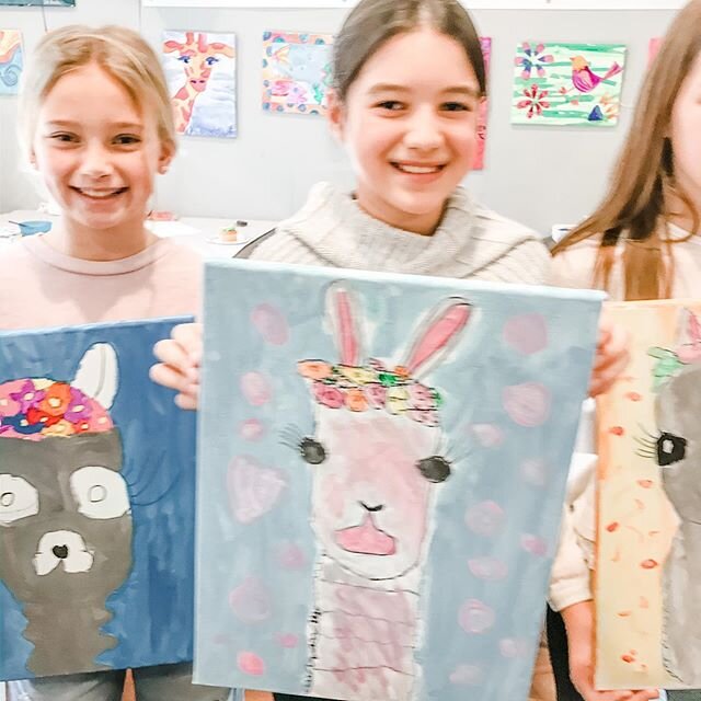 Happy Birthday to the Beautiful sisters Ava and Lily! They wanted to paint pandas and llamas!! It was a magical group of talented girls!! #birthdaypartyart #artstudioforkids #artclassesforkids #draperutah #artstudio #kidspaintparty #kidspaint #arttea