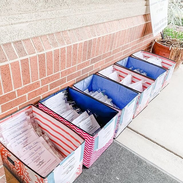 Supply Kits for this week&rsquo;s classes are on my porch ready to be picked up! Look for your student(s) bin labeled with their class/time. Students are stacked alphabetically. 
Please practice safe social distancing while picking up. If people are 