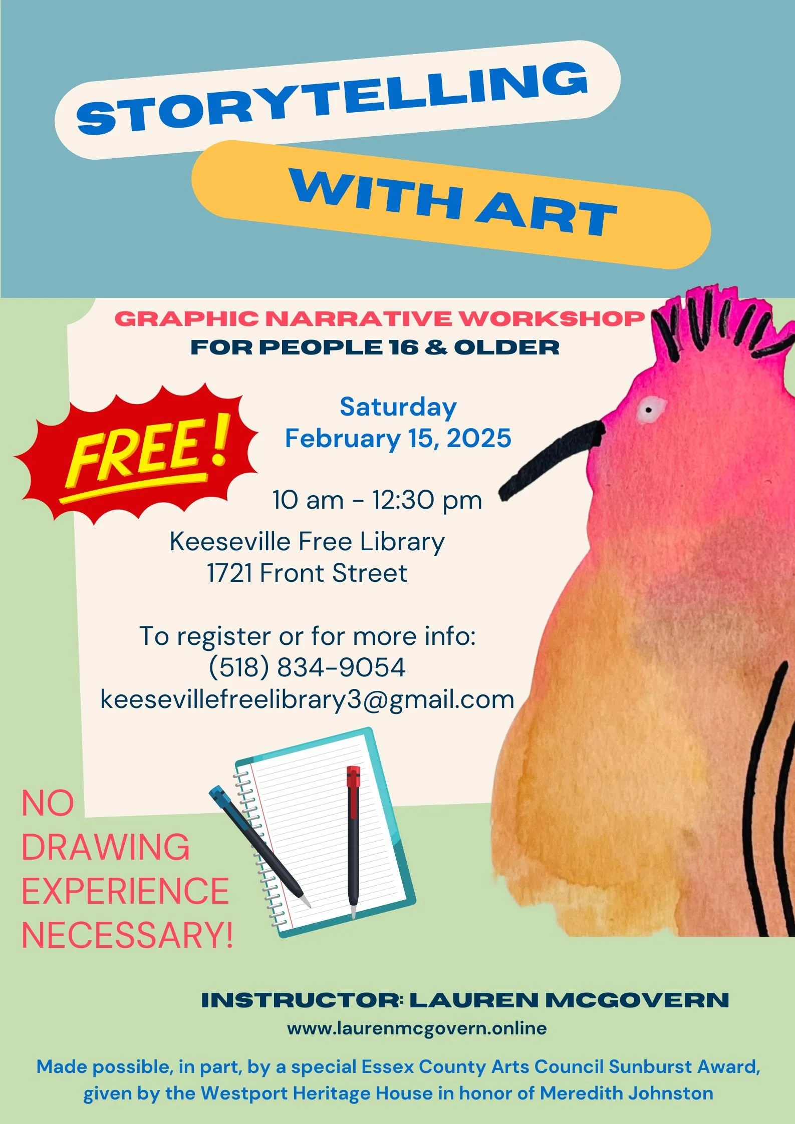 STORYTELLING WITH ART, Graphic Narrative Workshop for Teens & Adults