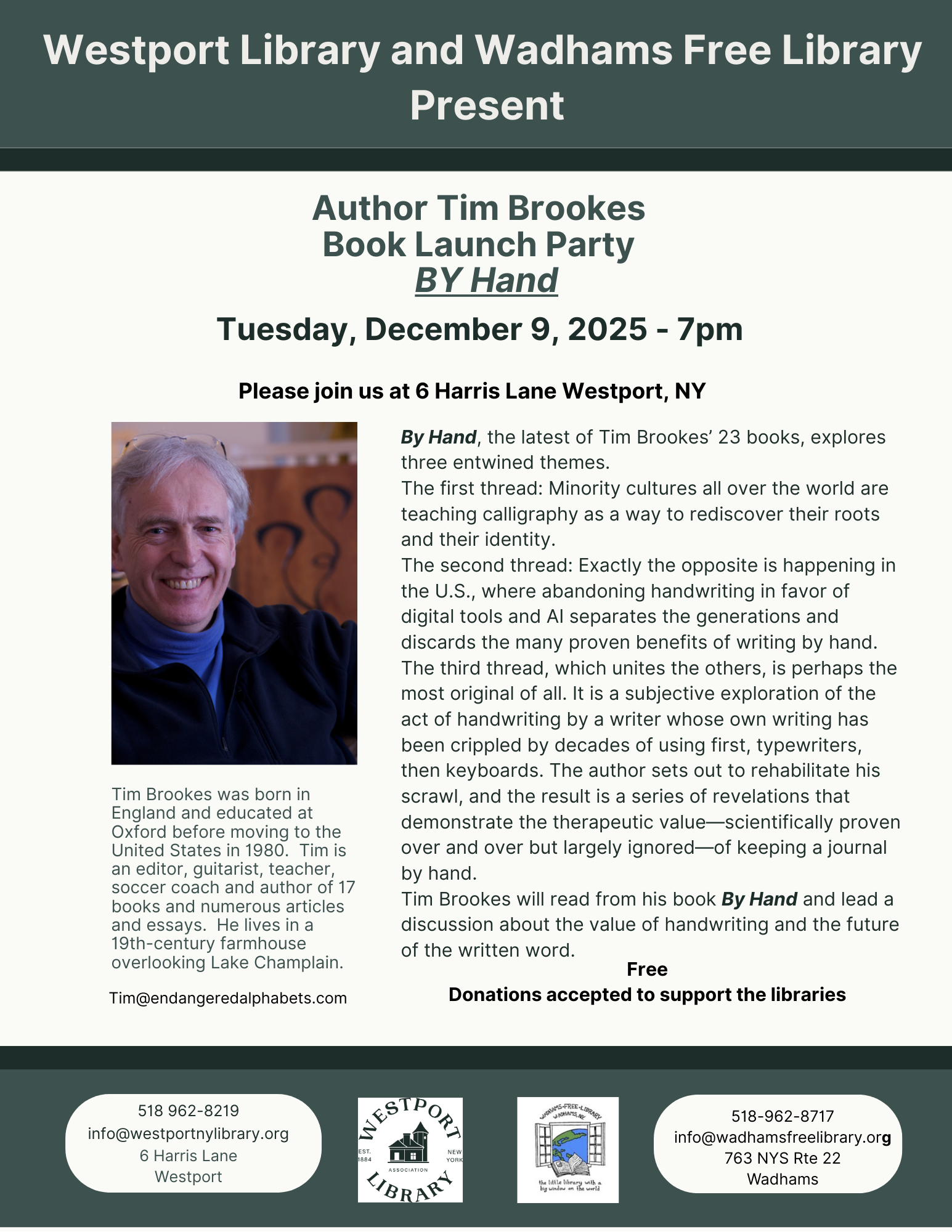 Tim Brookes Book Launch Event