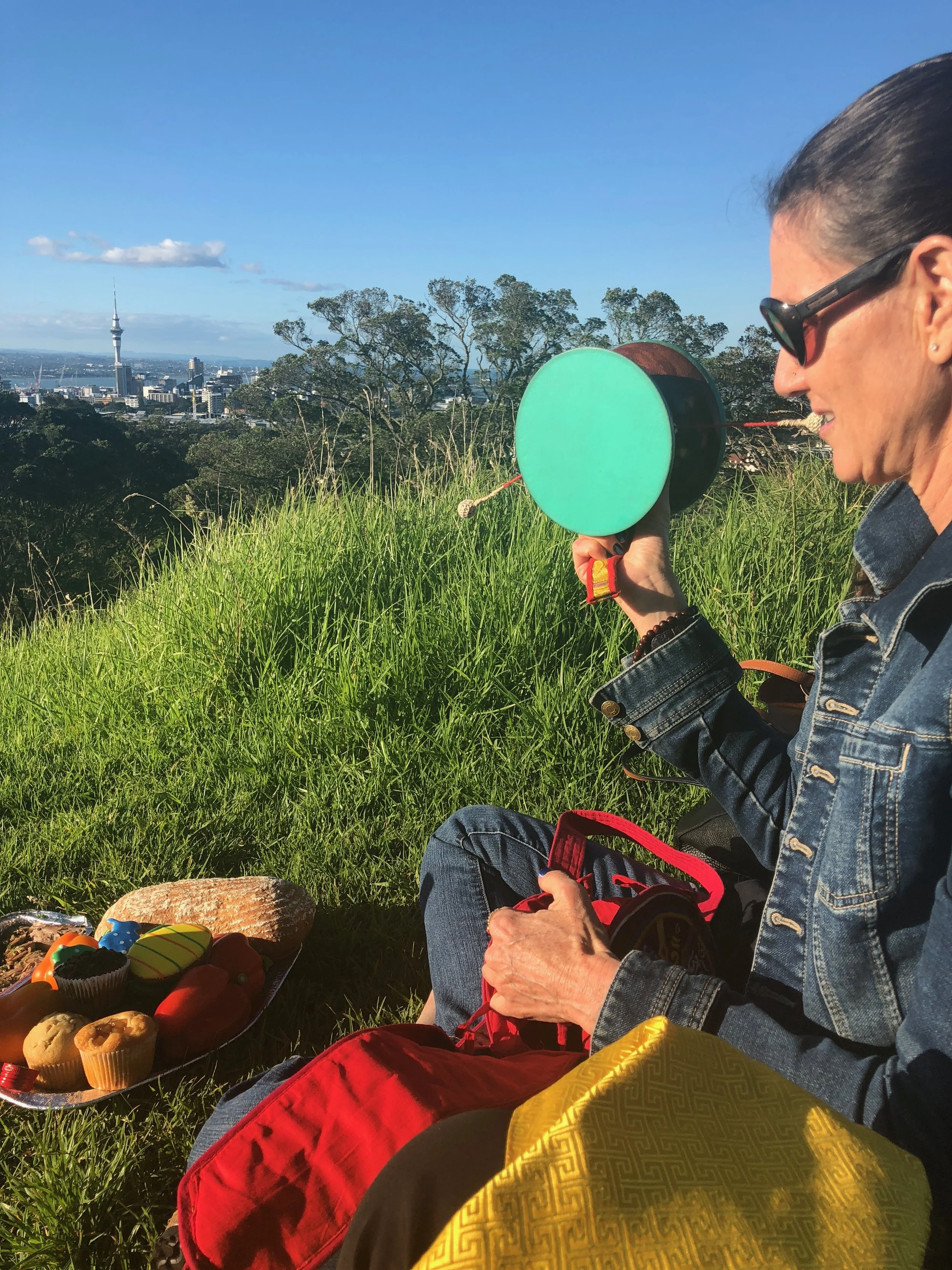 Offering to Dharmapalas on Mount Eden, above Auckland, NZ