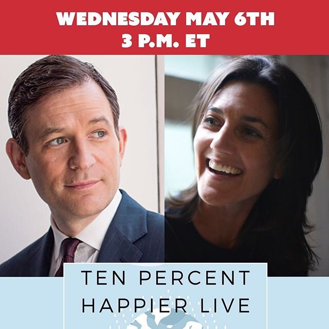 Hi, I hope you can tune in today at 3:00pm East Coast time 1:00 pm Mountain, noon Pacific for a live event - click link in bio to join live #tenpercenthappier #live #guidedmeditation #Q&amp;A #discussion #dharma