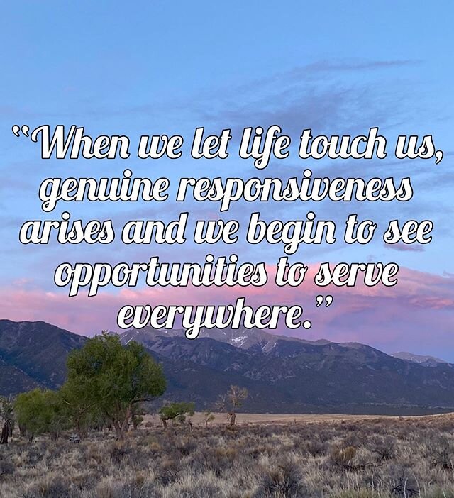 &ldquo;When we let life touch us, genuine responsiveness arises and we begin to see opportunities to serve everywhere&rdquo; &mdash;Elizabeth Mattis Namgyel