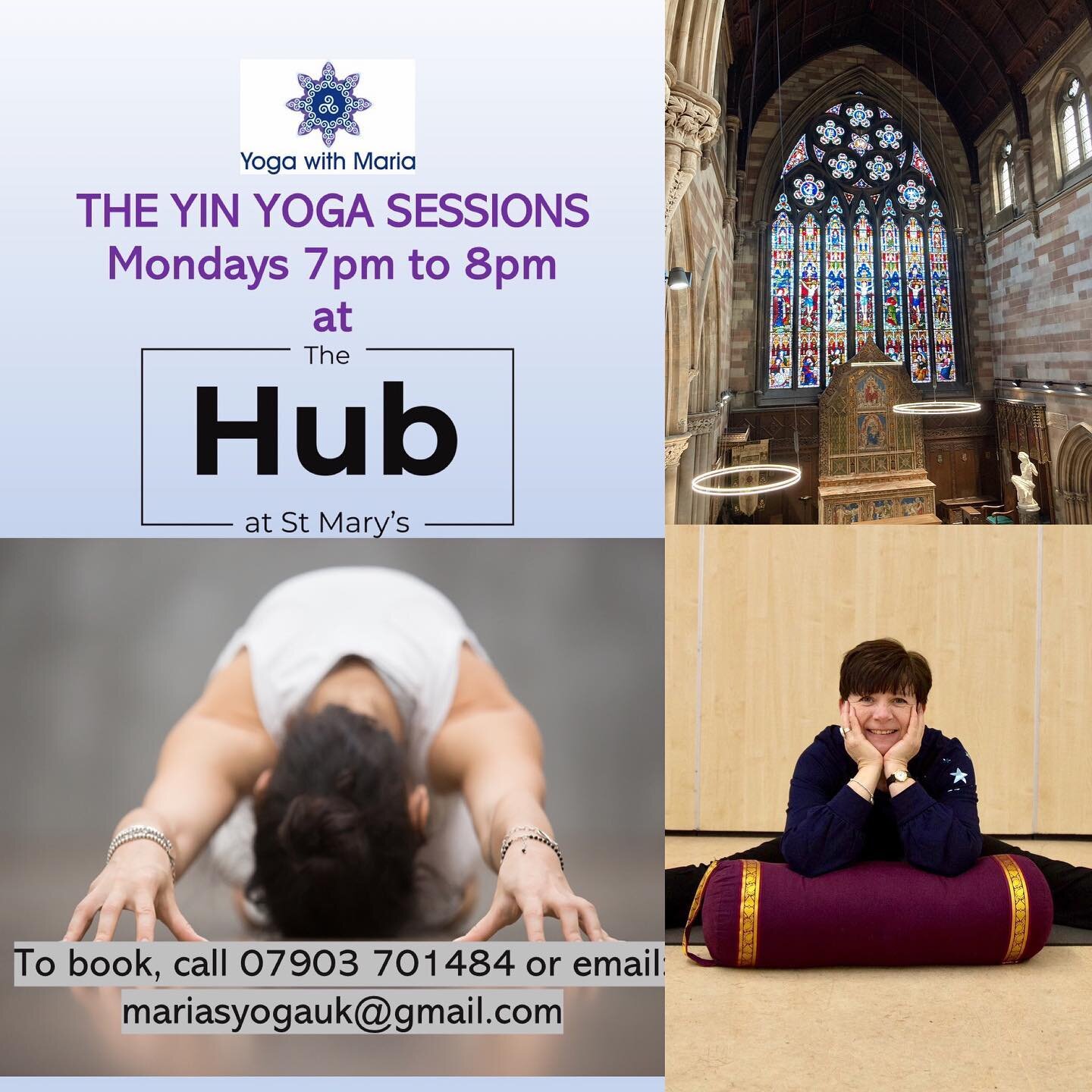 Starting next week, in person Yin yoga sessions every Monday at the stunning venue of @thehubatstmarys 

So grateful to @lichfieldyoga for inviting me to take over these lovely sessions.

If you&rsquo;d like to join us, click on the link in bio and h