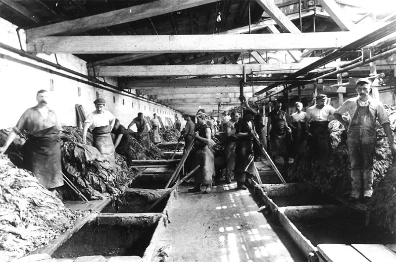 Workers in the vat room of Vici Kid factory in Frankford. Image Credit: Pennsylvania Museum and Historical Commission.