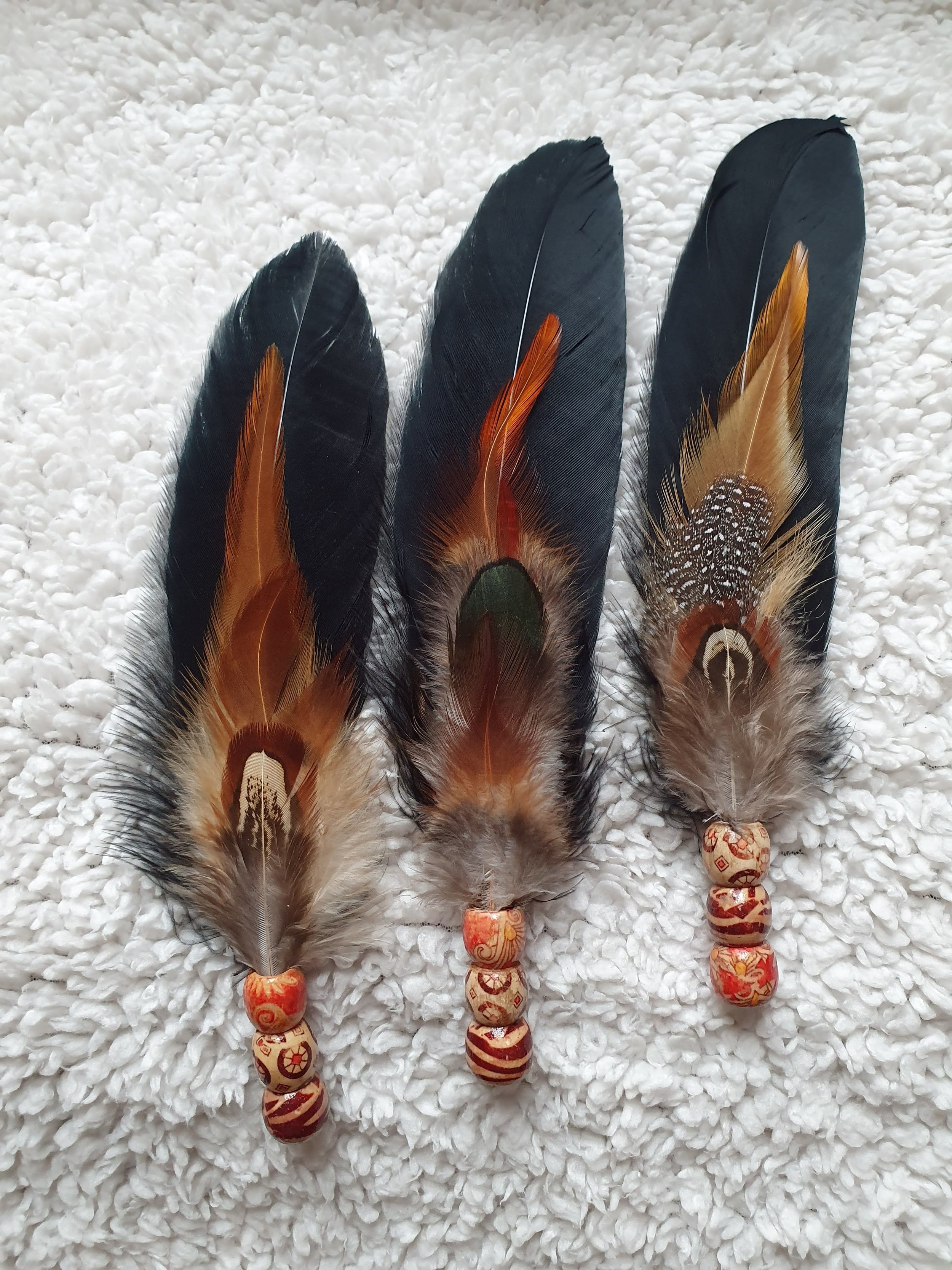 Smudging Feather - Shaman Pagan Wiccan Sacred Smudge Ceremony - Large Barred Striped Turkey Feather / Goose Feather