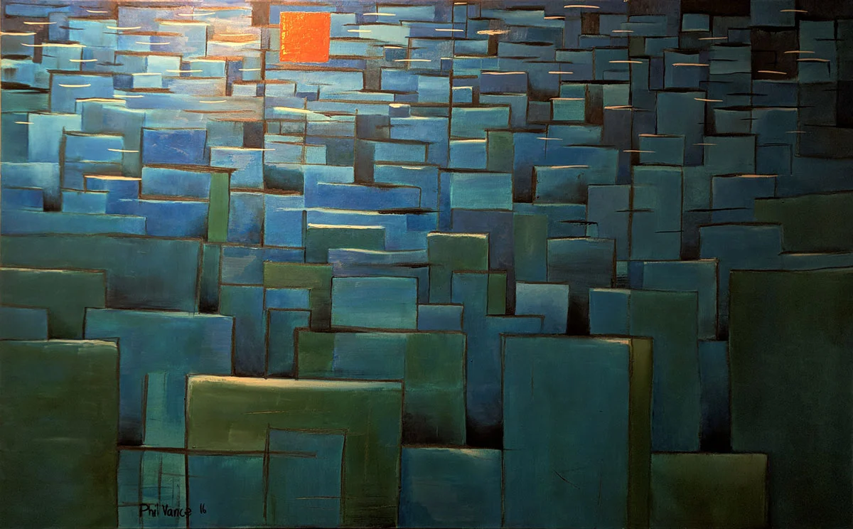 Abstract City Blue Orange - Phil Vance