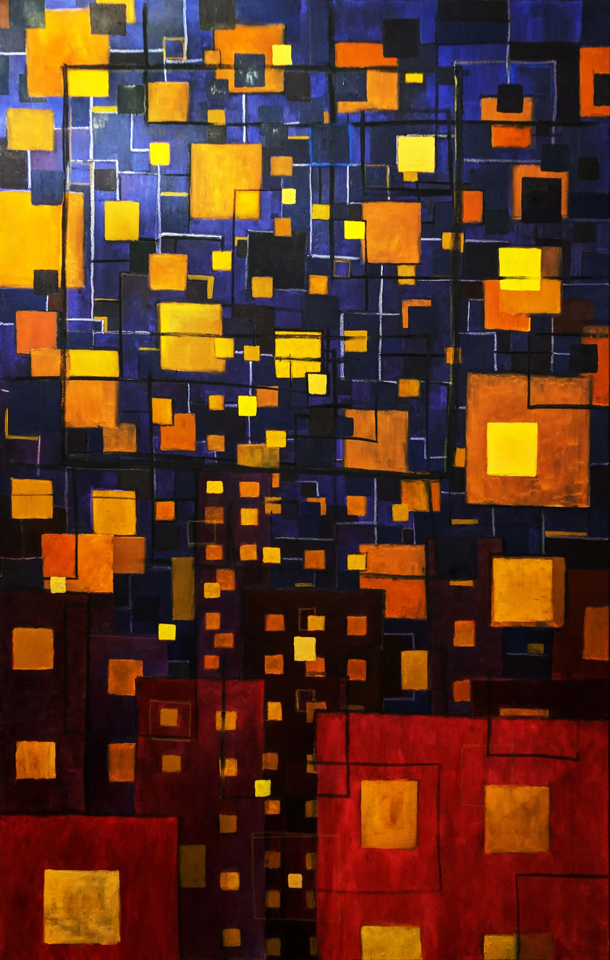 Abstract City Blue Red - Phil Vance