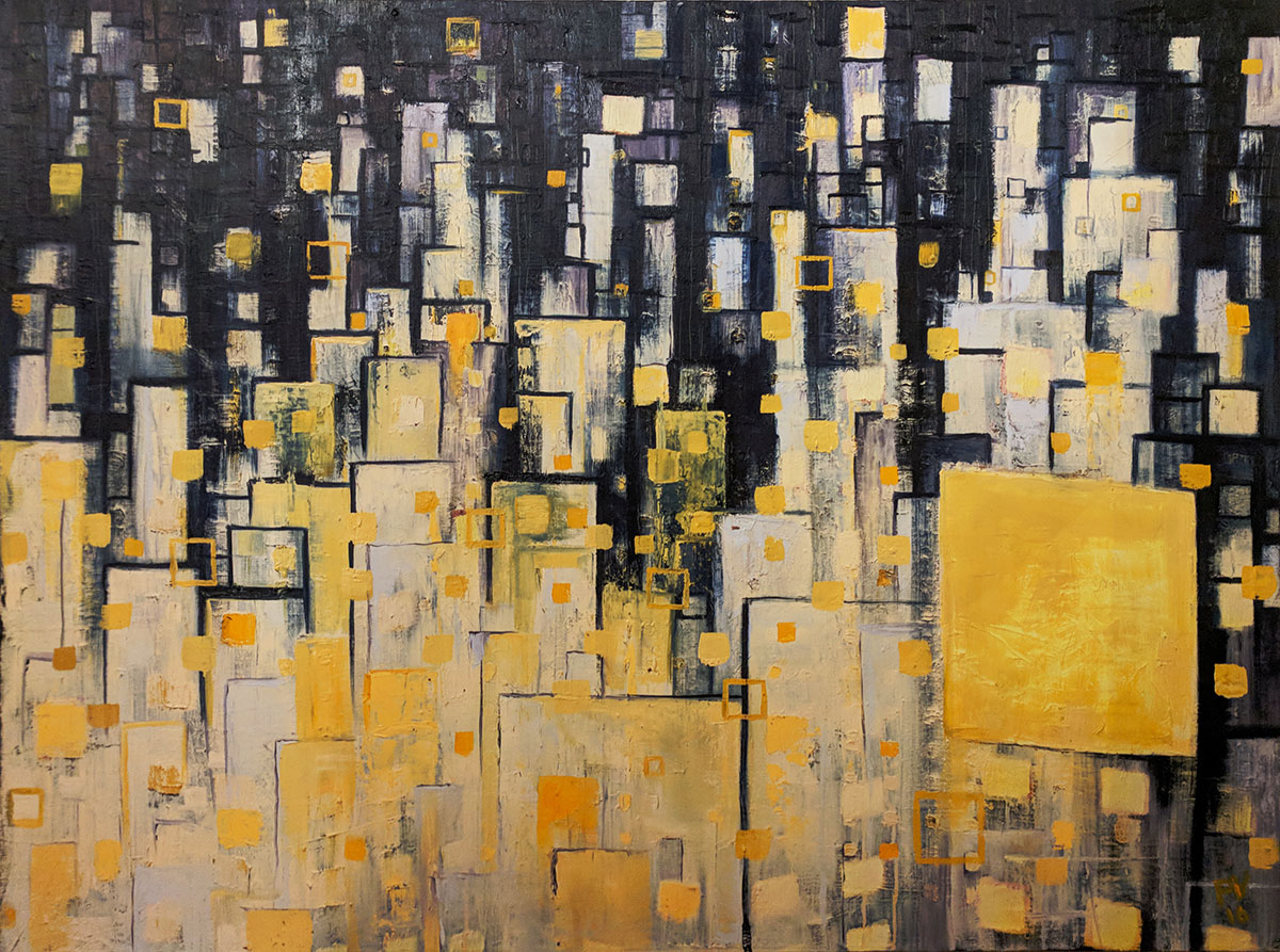 Abstract City Violet Yellow - Phil Vance