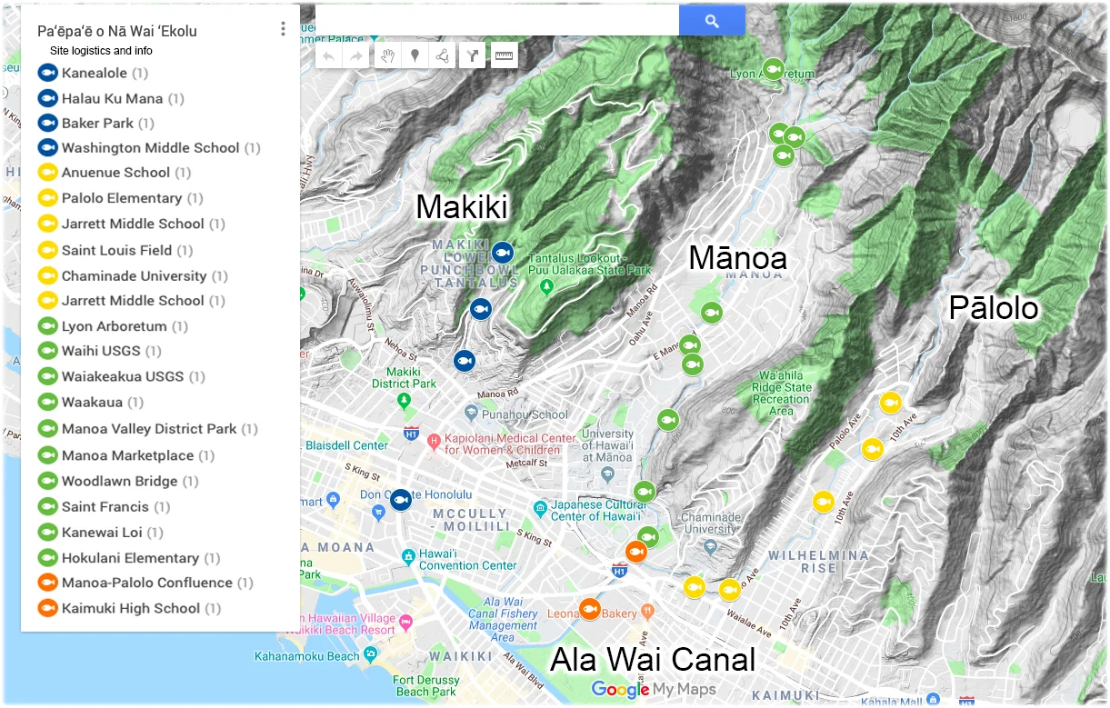 Click on google map above to get more information about each study site.