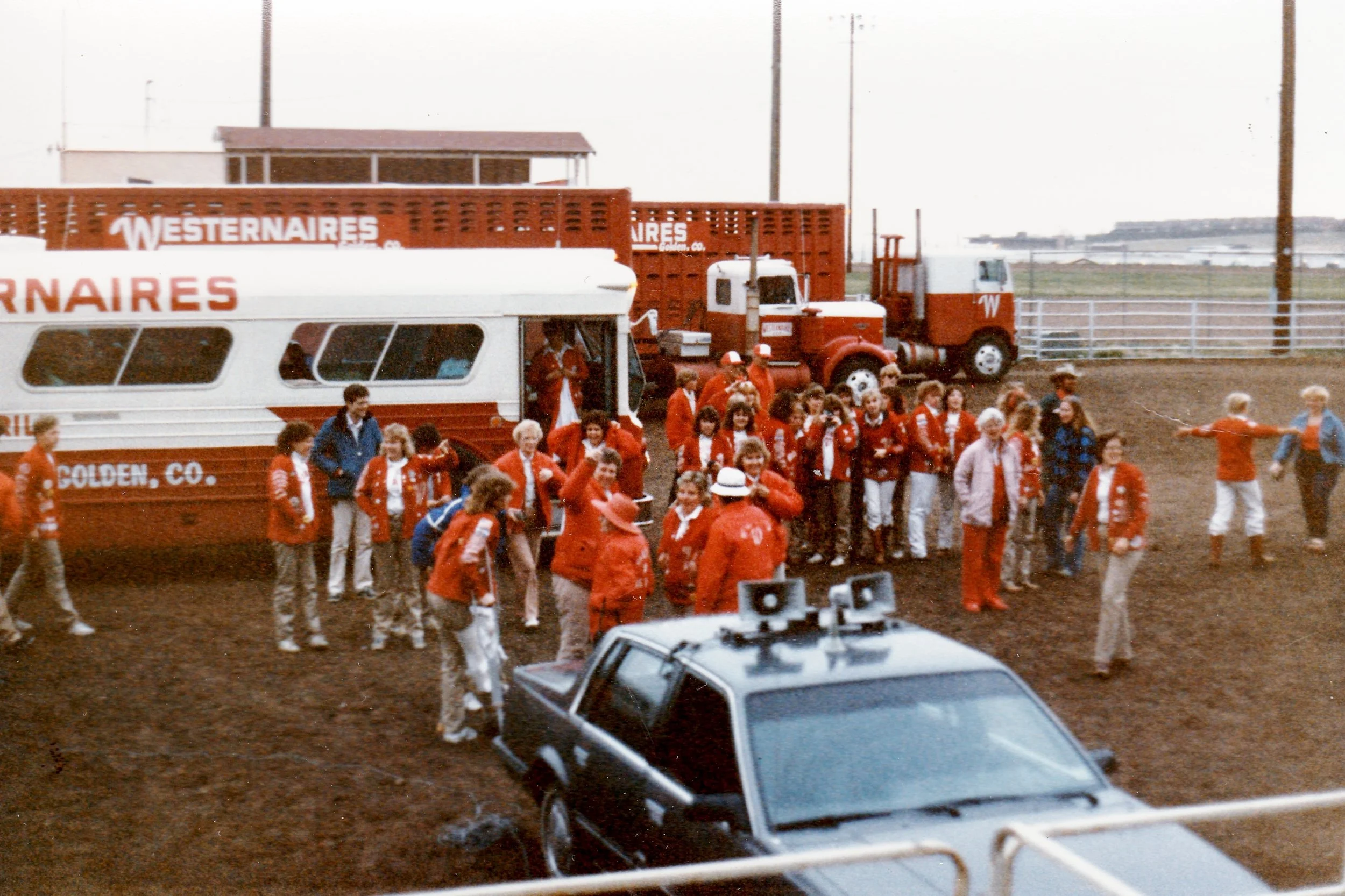 Westernaires Varsity Big Red Team and volunteers received a police escort and a rockstar welcome upon their return to the Jeffco Fairgrounds from Regina, SK, Canada.