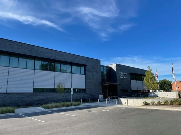 The New Thomasville Police Department in 
Thomasville, NC complemented their masonry fa&ccedil;ade with our Swisspearl fiber cement rainscreen panels.  Great looking project right between our Charlotte and Raleigh offices.
SpecMat7 

#Spec-One #rains