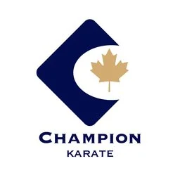 Logo for Champion Karate featuring a blue diamond shape, a gold maple leaf, and the text 'CHAMPION KARATE'.