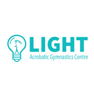 Logo of Light Acrobatic Gymnastics Centre featuring a stylized light bulb with a gymnast inside, and the text 'LIGHT Acrobatic Gymnastics Centre'.