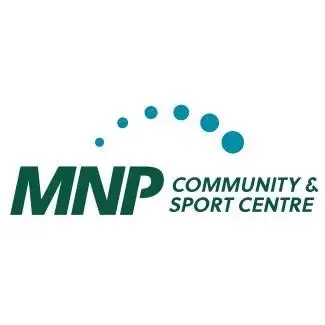 Logo for MNP Community & Sport Centre with a stylized arc of dots over the text.