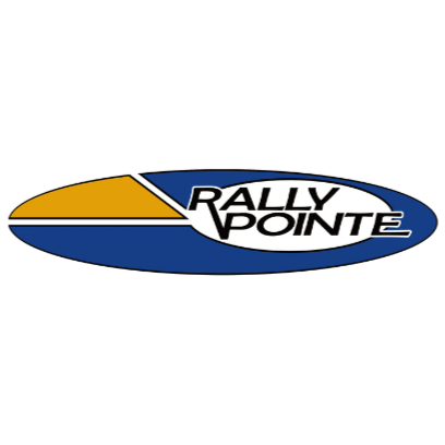 Rally Pointe logo with blue oval background, yellow and white accents, and the words 'Rally Pointe' in the center.