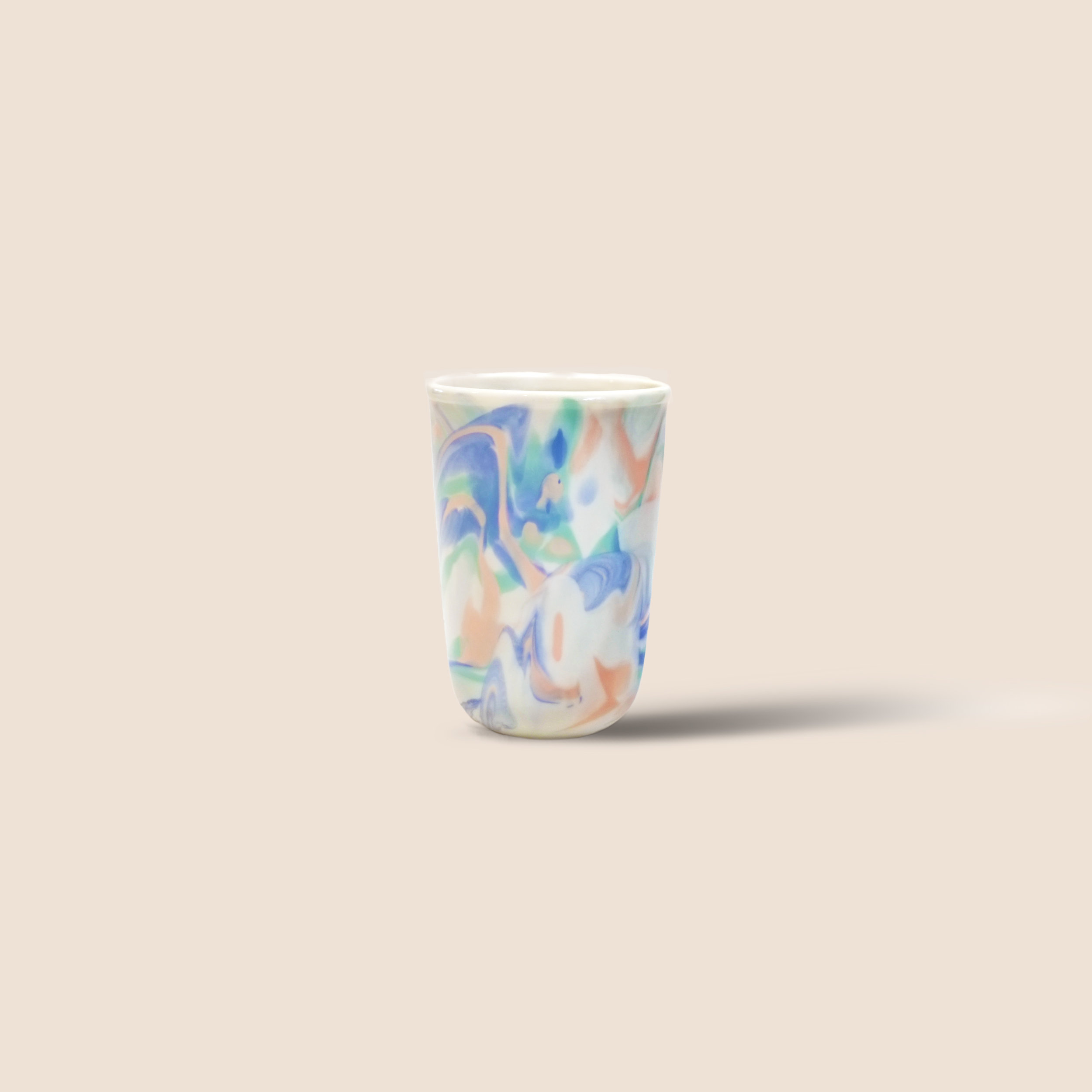Rainbow Marbled Porcelain Tumbler