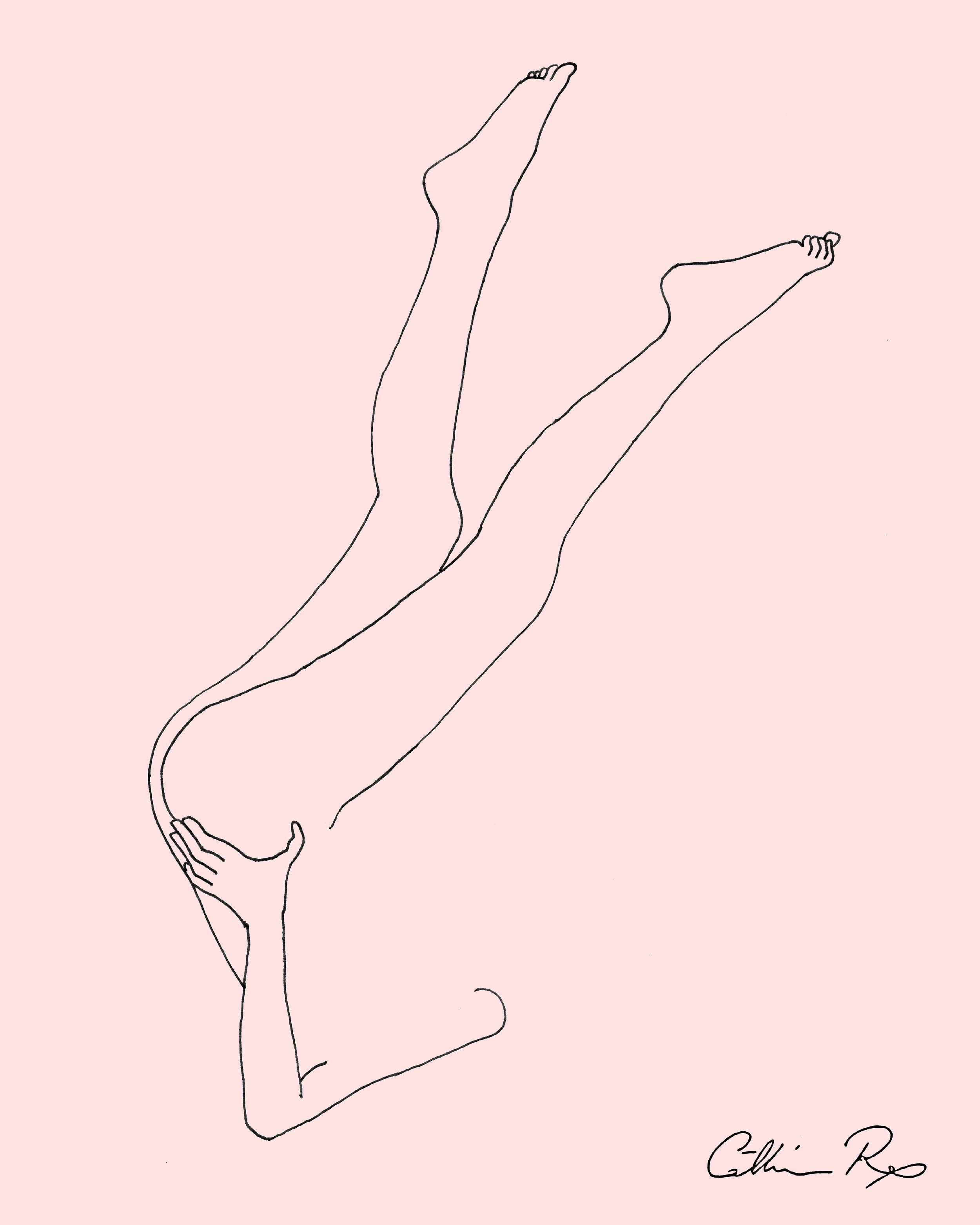 Upside Down a Nude Line Drawing