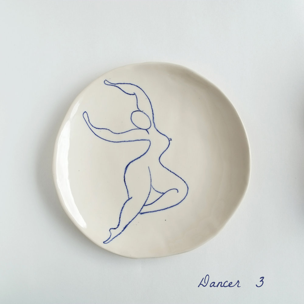 Feminist Nude Art Plate Handpainted Pottery