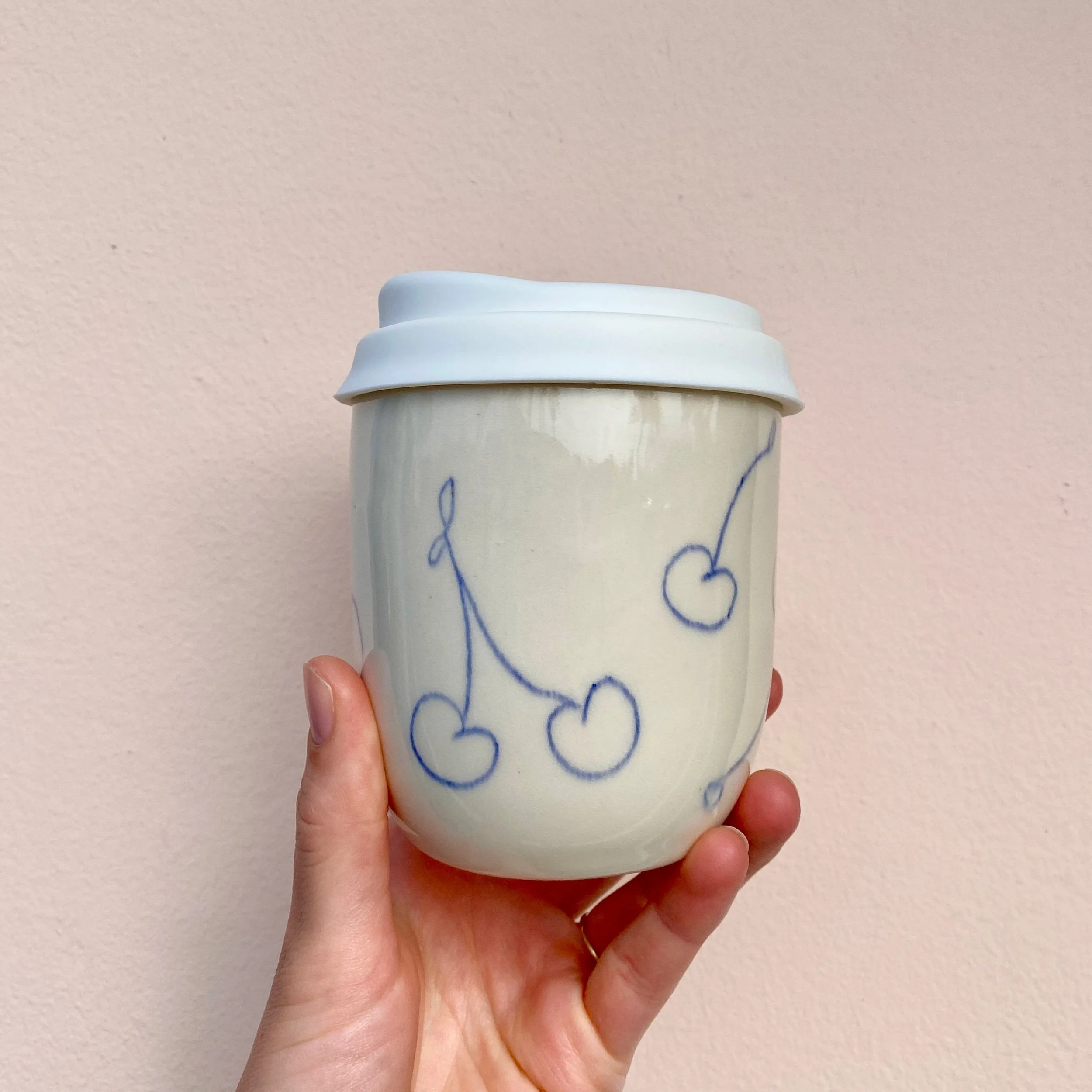 Line Drawn Cherry Travel Mug