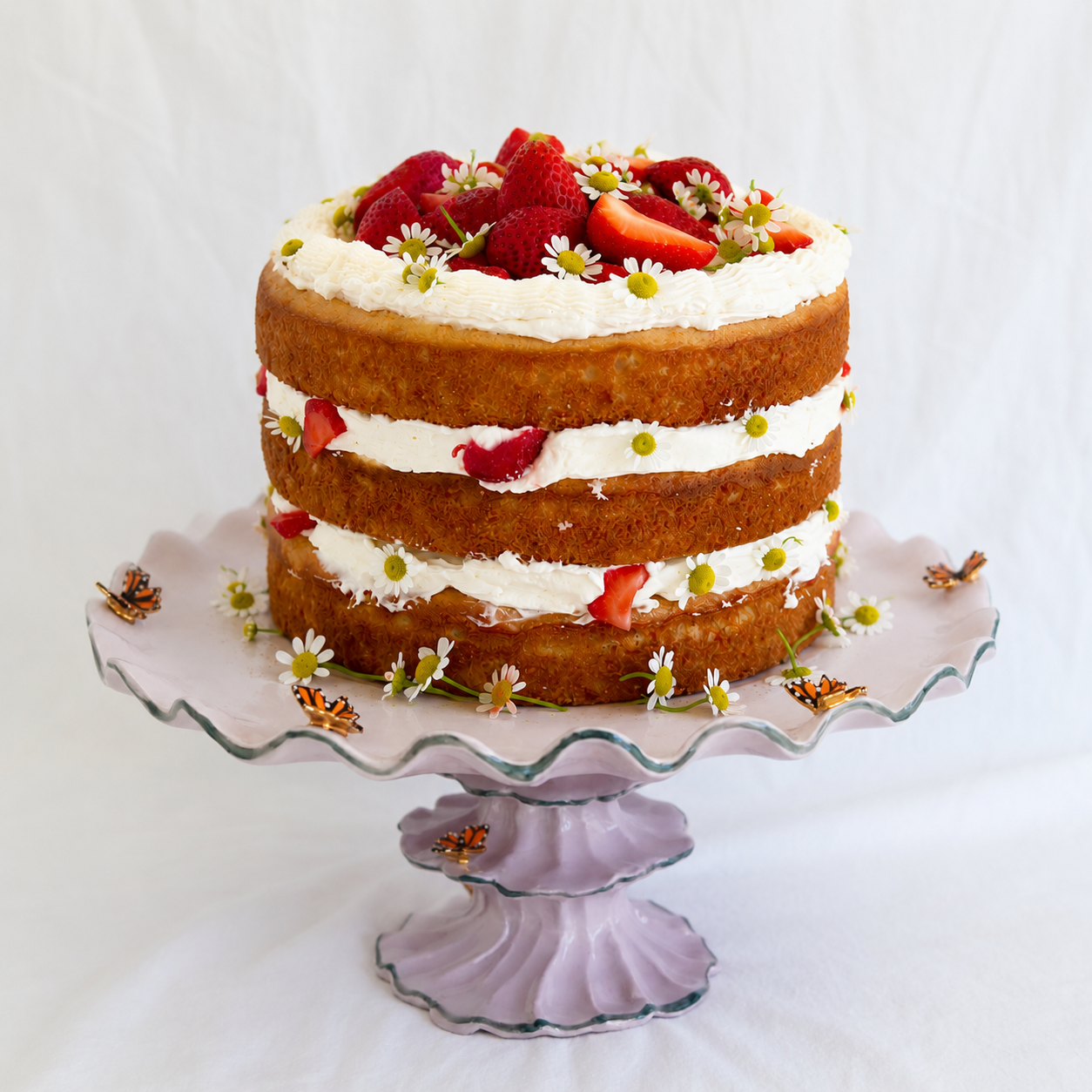 Best Strawberry Cake Recipe Ever! 🍓🎂 and the cutest cake stand to display it on