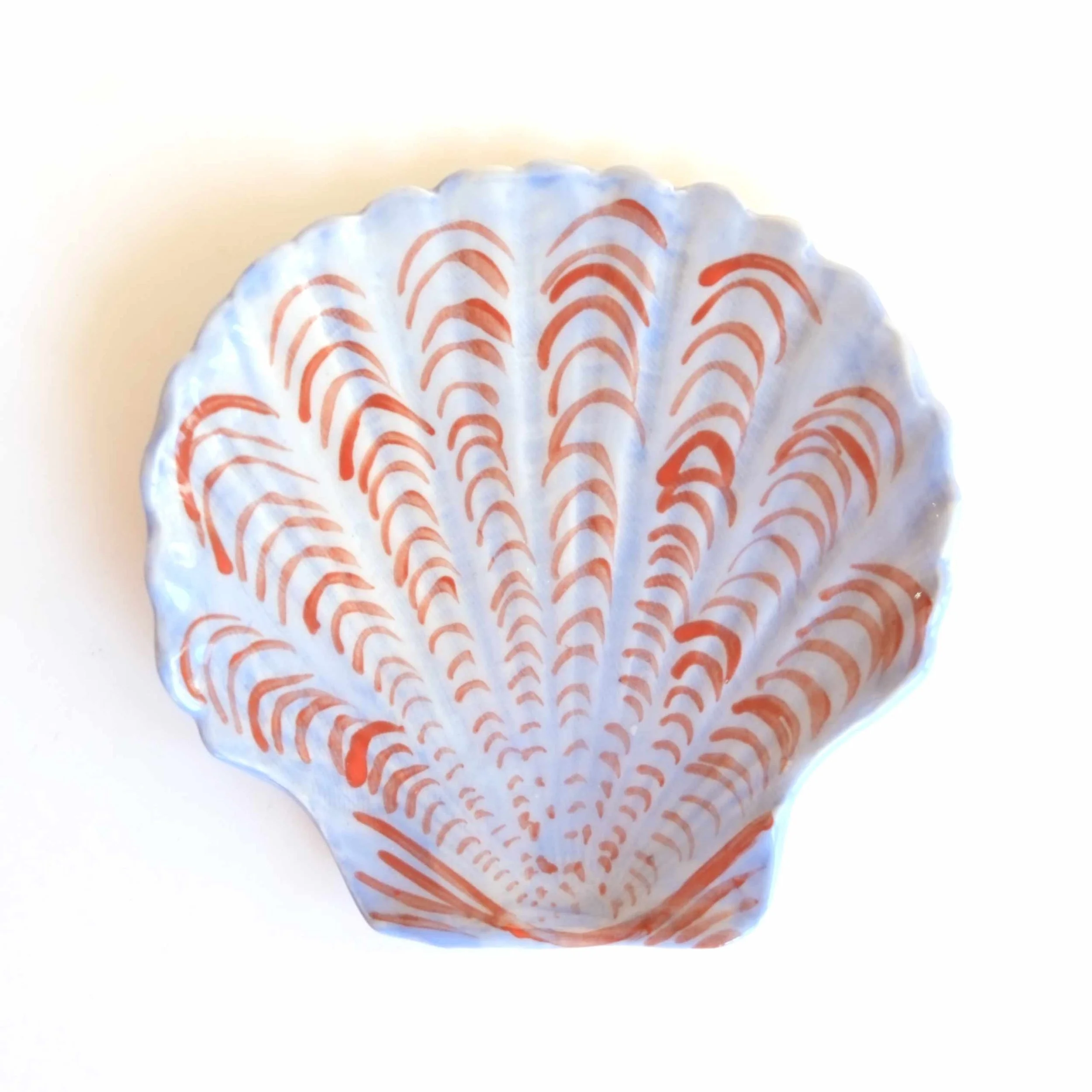 Blue and Terra Cotta Seashell Dish