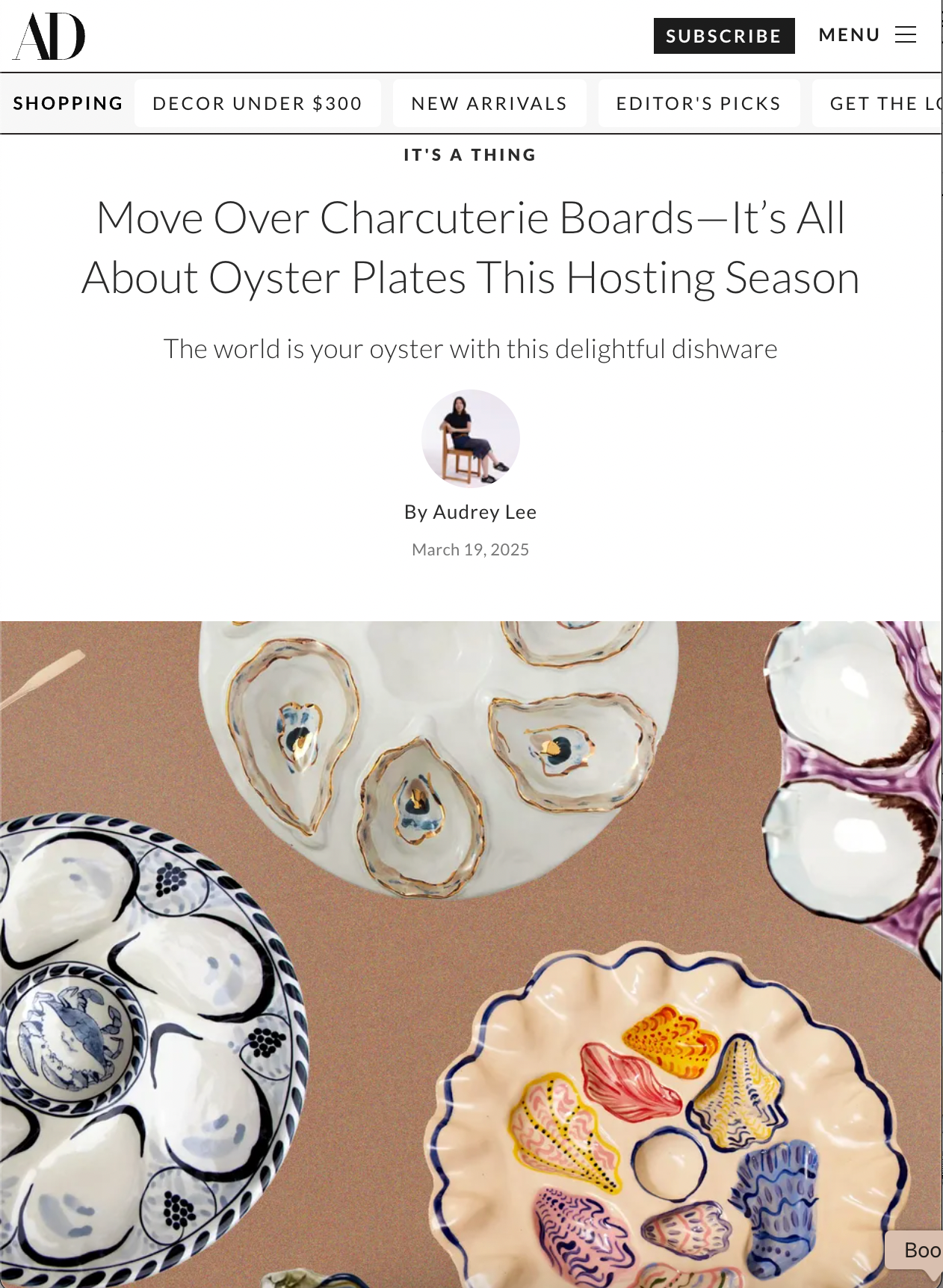 rex design oyster plate in Architectural Digest