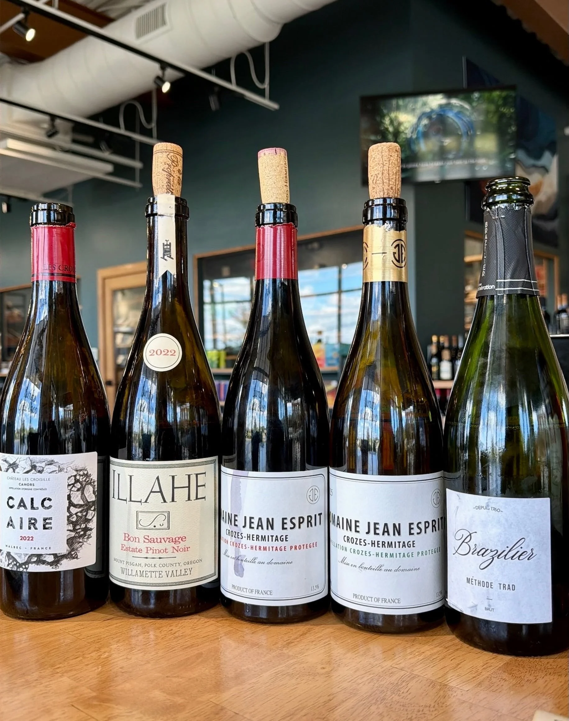 Five bottles, five moods 🍷✨ From the dark, mineral-driven depths of Cahors Calcaire to the bright, sparkling finish of Brazilier M&eacute;thode Trad Brut &mdash; this lineup takes you on a tour without leaving the table. Cool-climate Pinot from Oreg