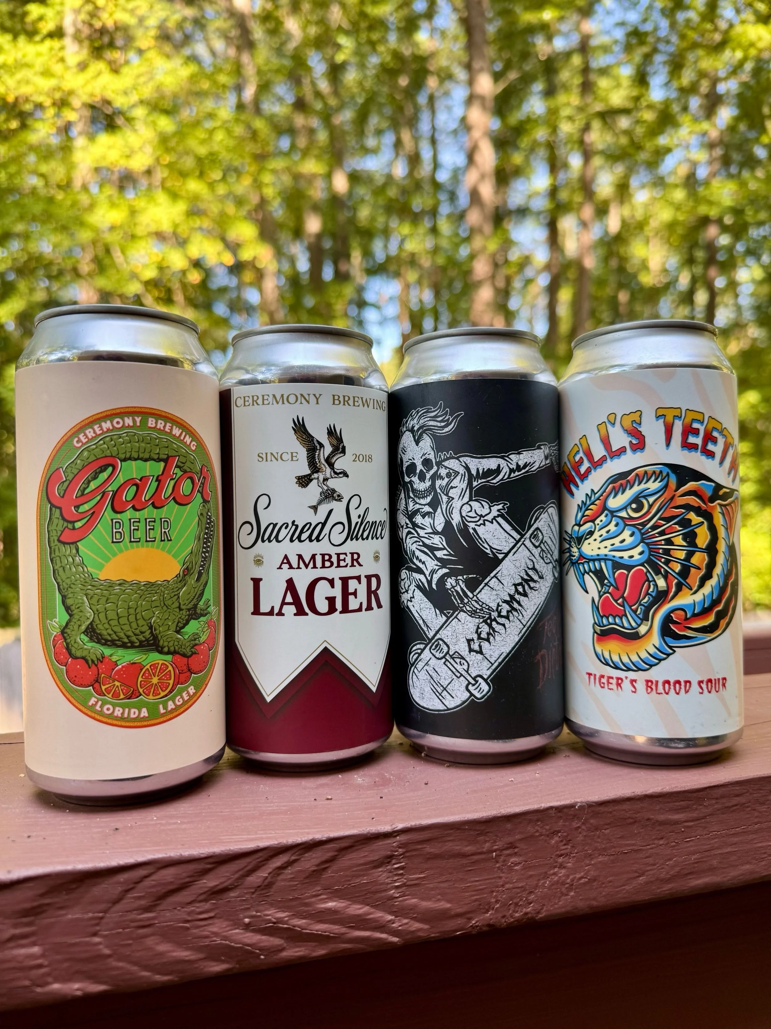 Four pours, zero regrets. 🍺 Gator Beer, Sacred Silence, Teenage Dirtbag, and Hell&rsquo;s Teeth, all fresh from @ceremonybrewing. Pick your fighter.

Available in NC &amp; SC!
#CeremonyBrewing #CraftBeer #AdvintageDistributing #Cheers