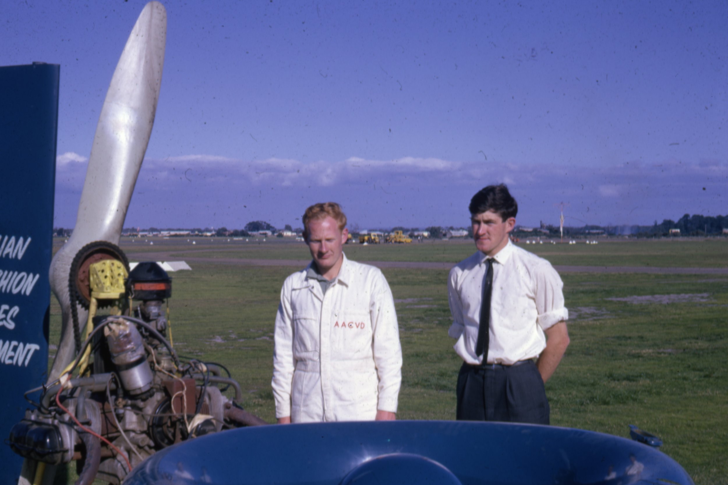 Rob Wilson and Chris Fitzgerald at Moorabbin Airport demonstration, Melbourne, Australia March 1966