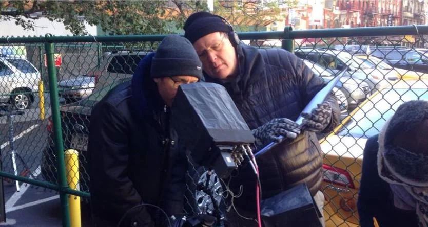 Clayton Dean Smith and Joe Locarro on set of Off Track Betty