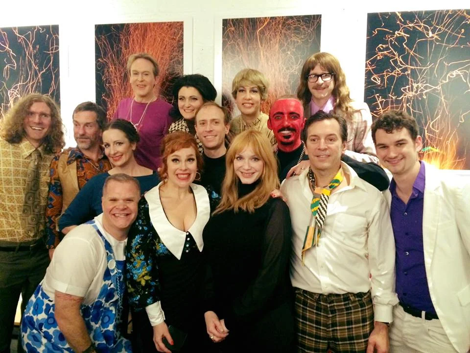 Christina Hendricks with the cast of "The Mad World of Miss Hathaway"