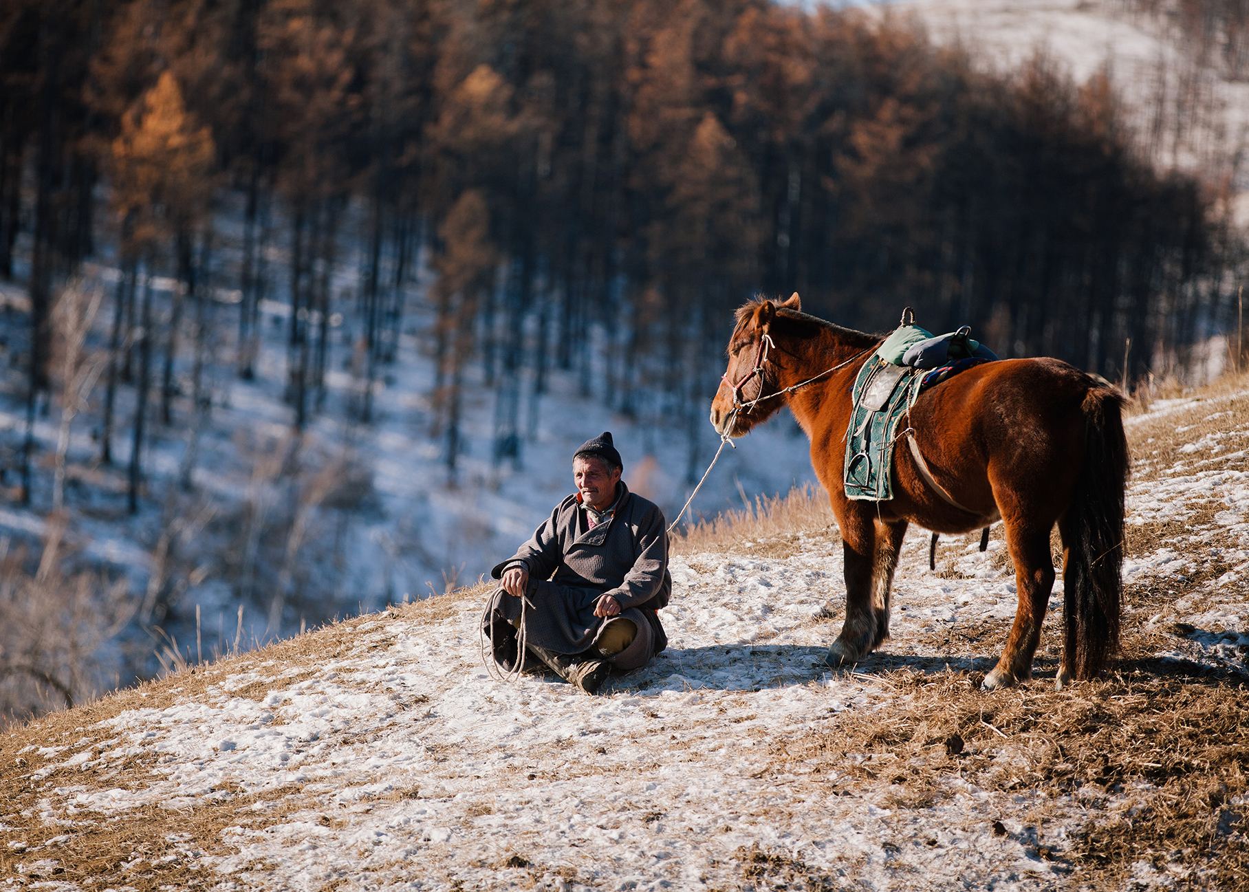 Man and his horse, Mongolia