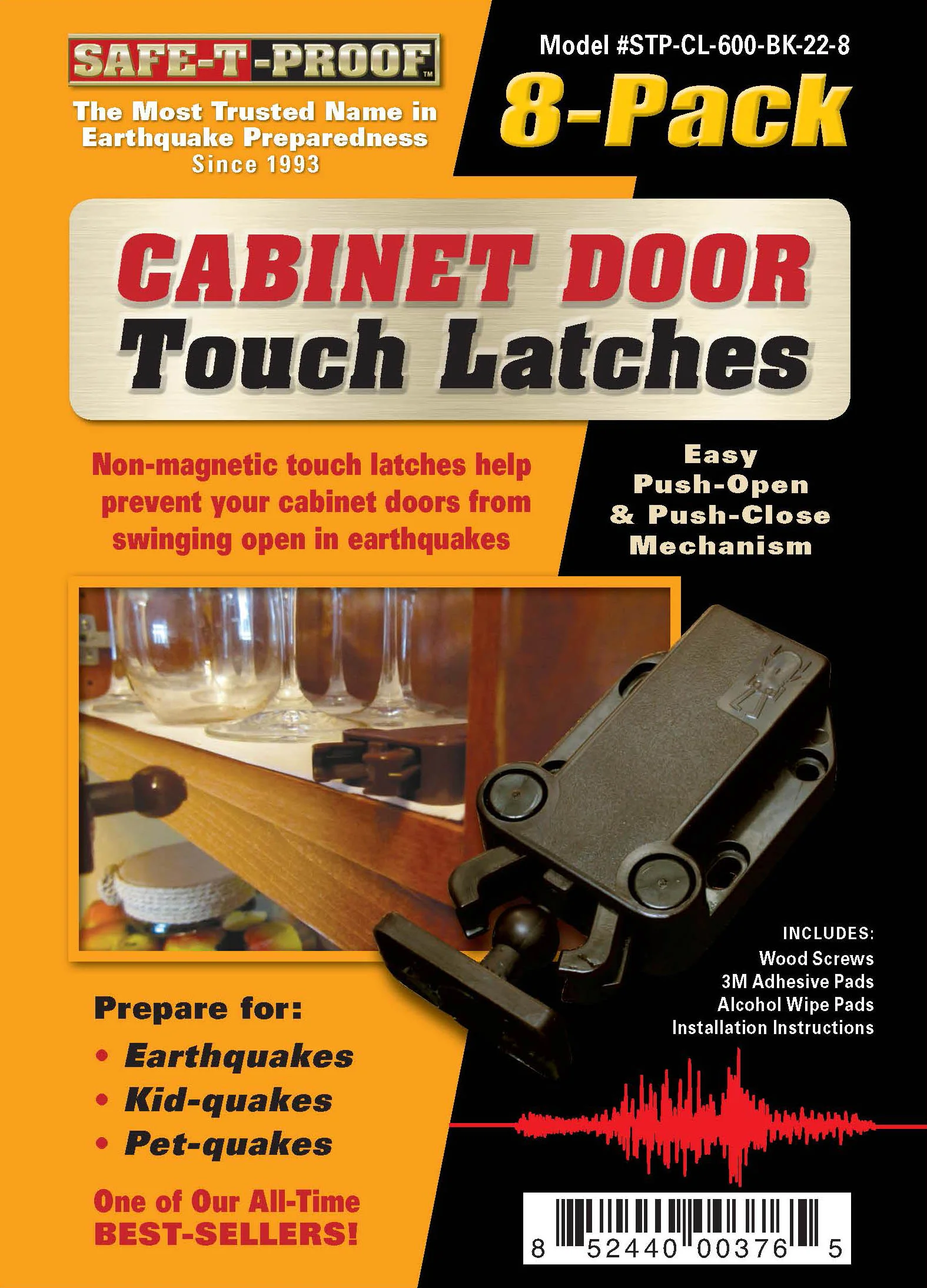 TOUCHLATCH: Non-magnetic Cabinet Door Earthquake Latches