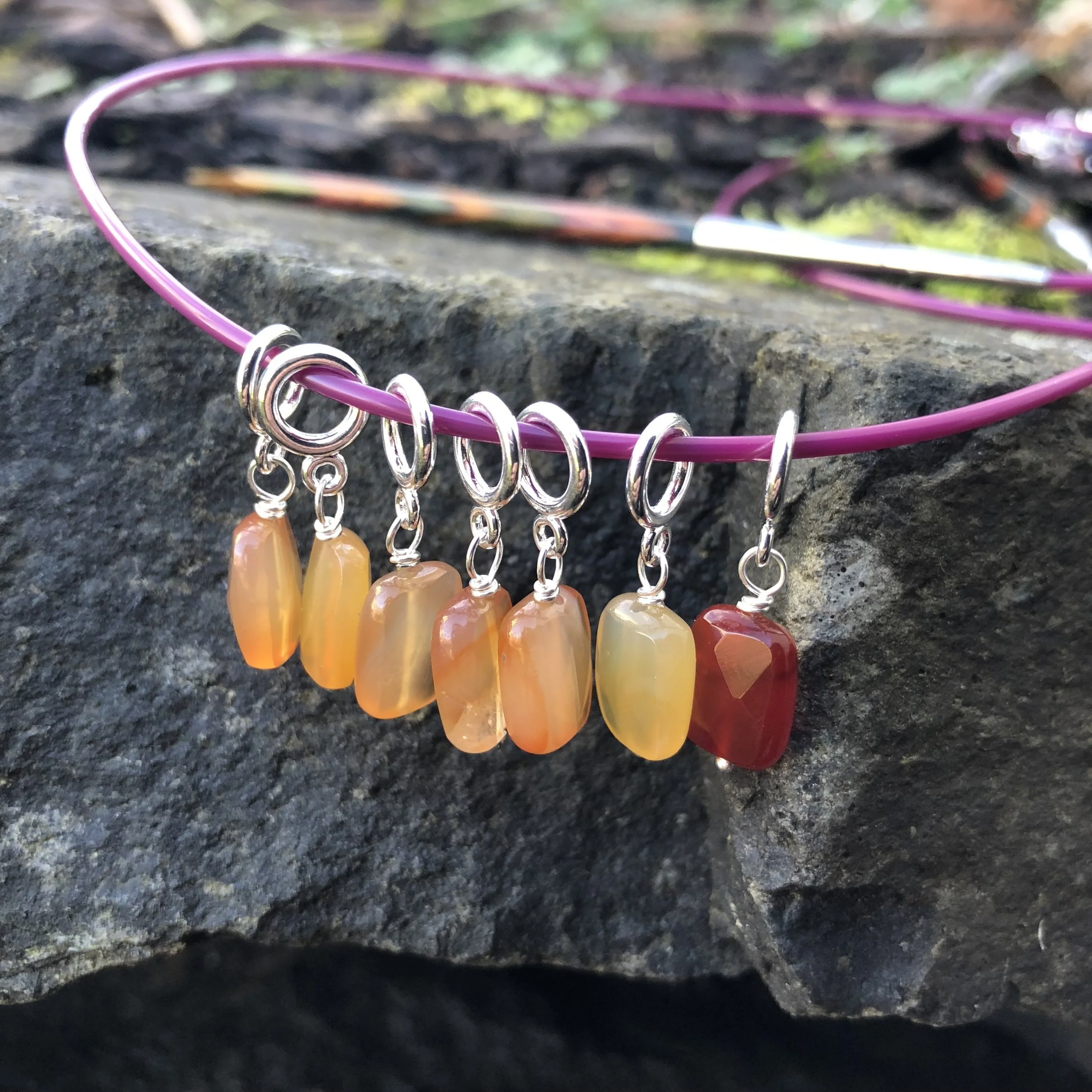 Stitch Markers - Carnelian