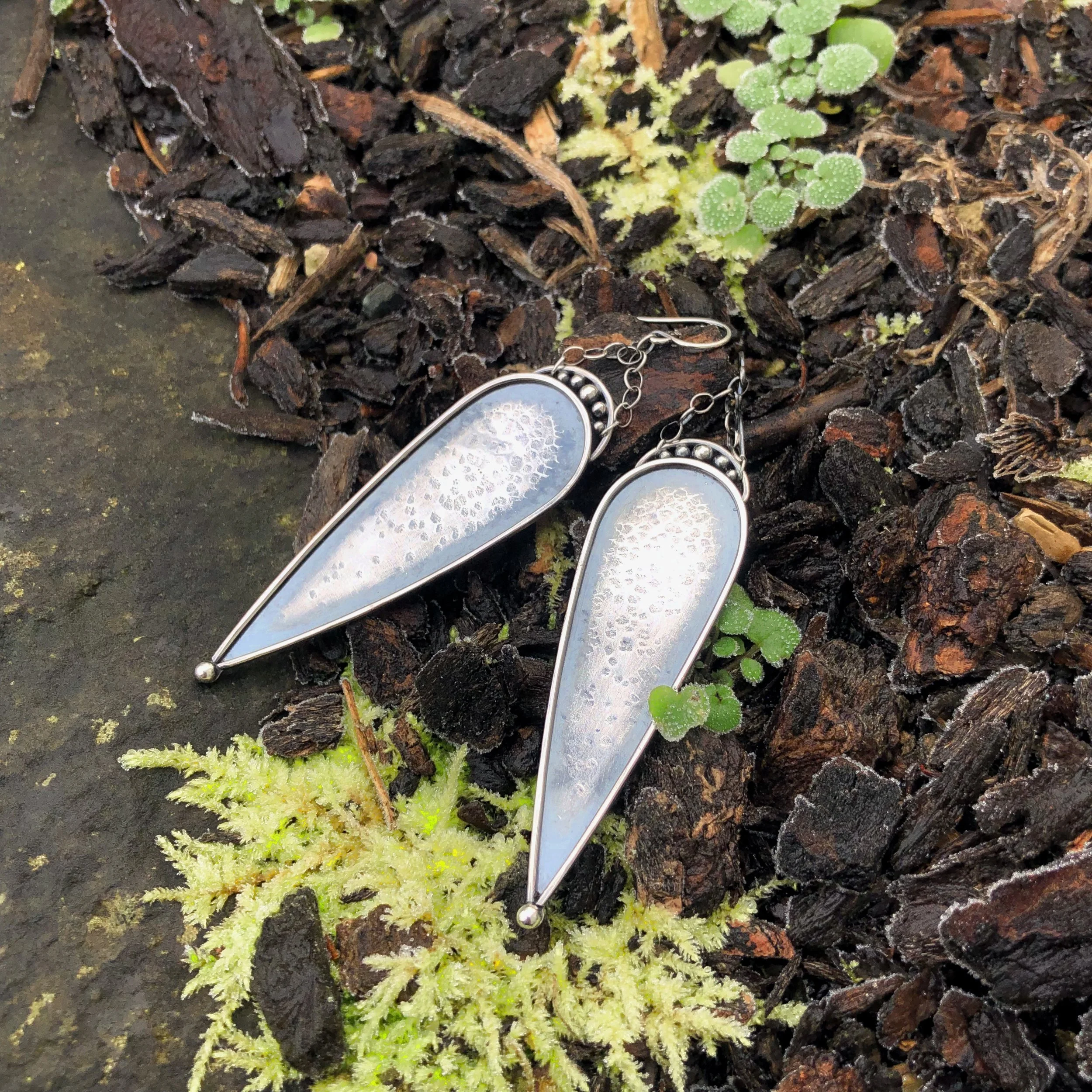 Long Ombre Hammered Drop Earrings