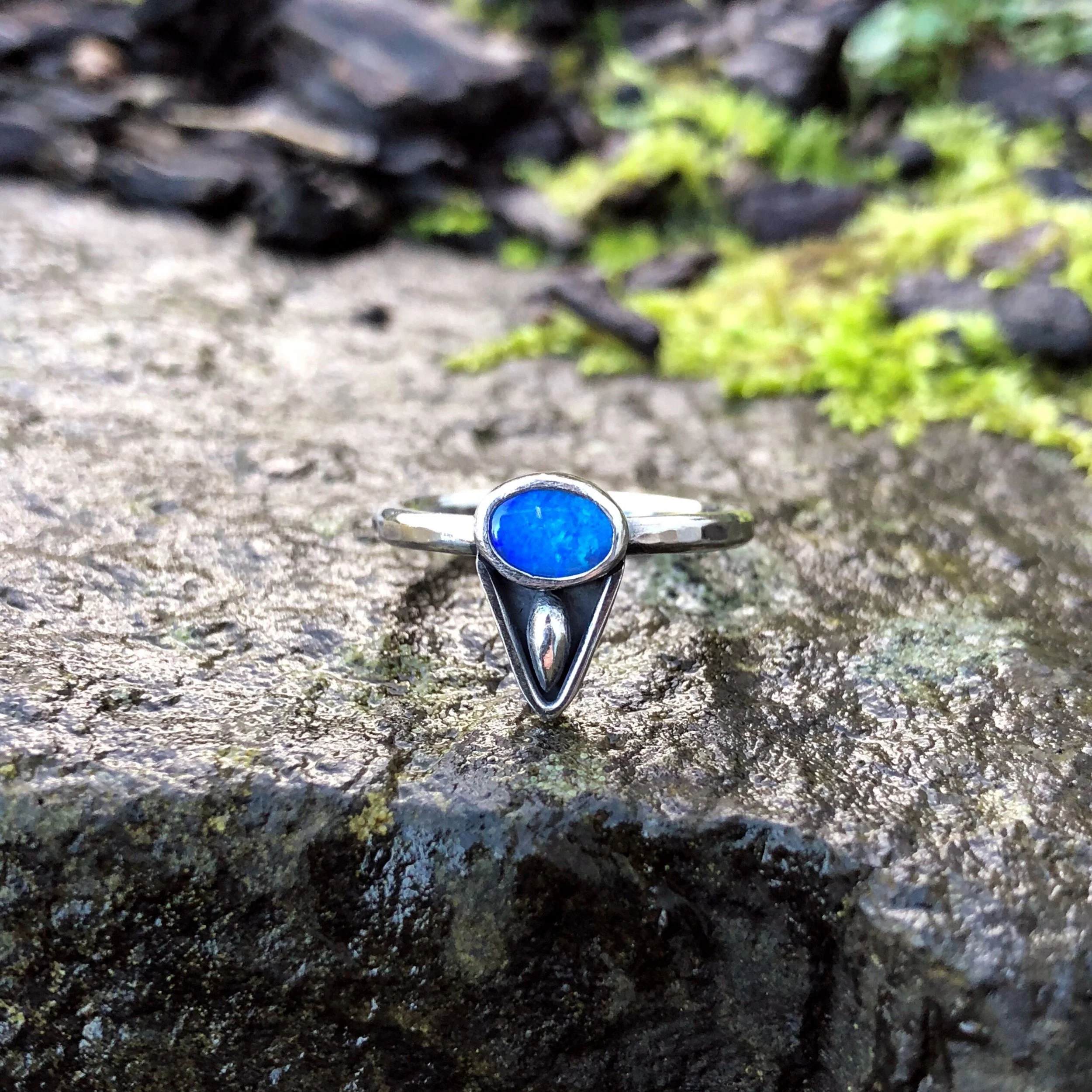 Blue Australian Opal Ring