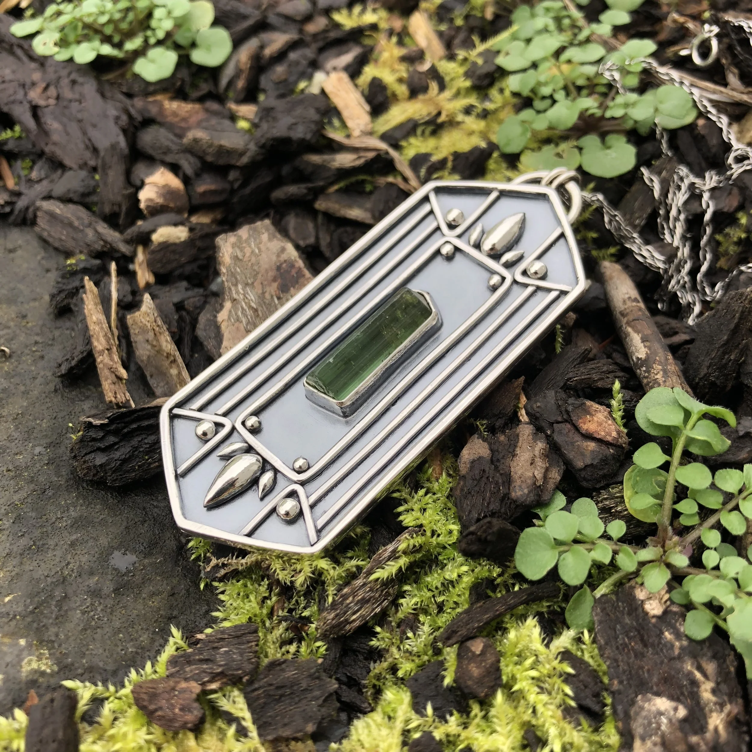 Raw Green Tourmaline Necklace